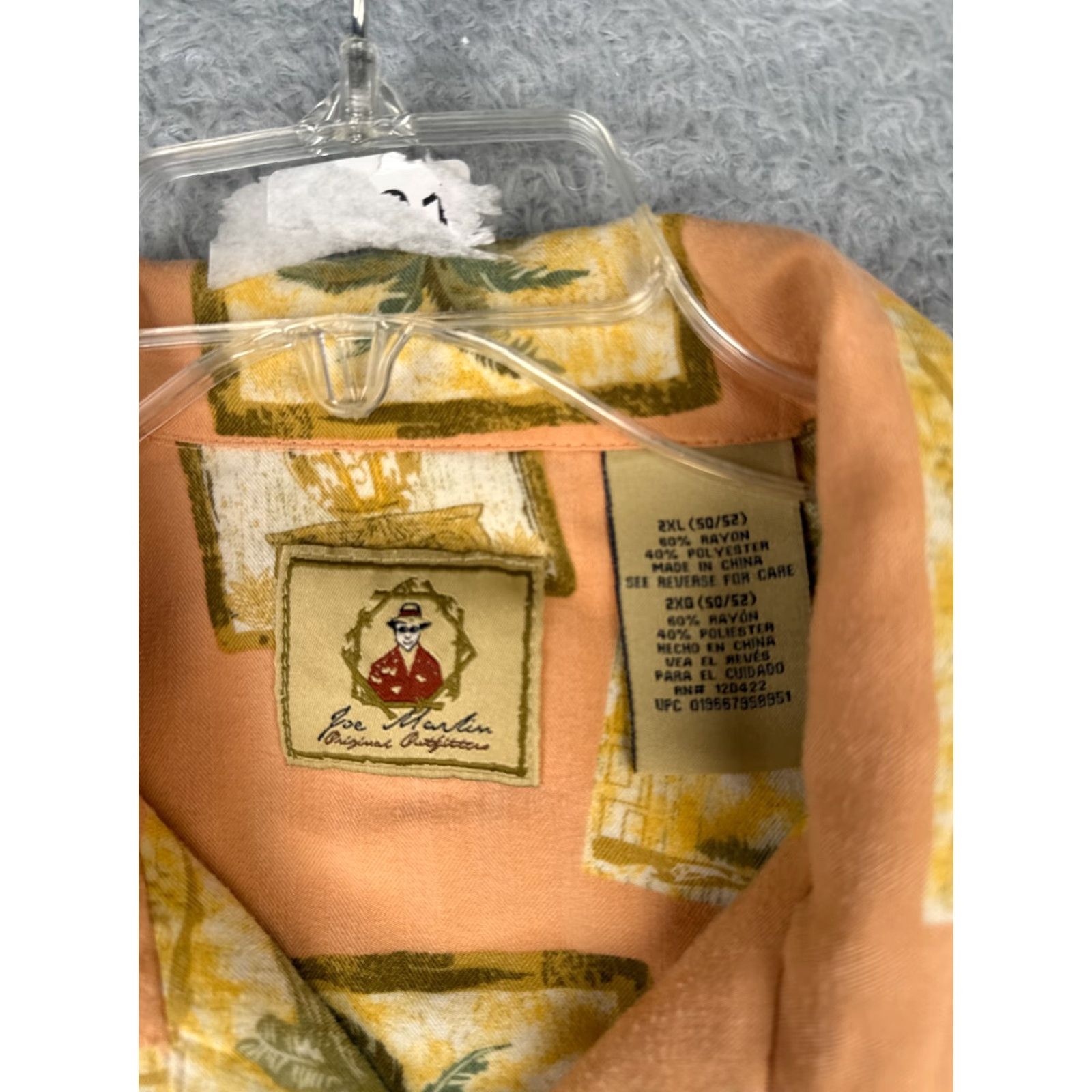 Vintage Joe Marlin Shirt Mens 2XL XXL Hawaii Orange Postcard Print Palm Tree Rayon Blend Size US XXL / EU 58 / 5 - 7 Thumbnail