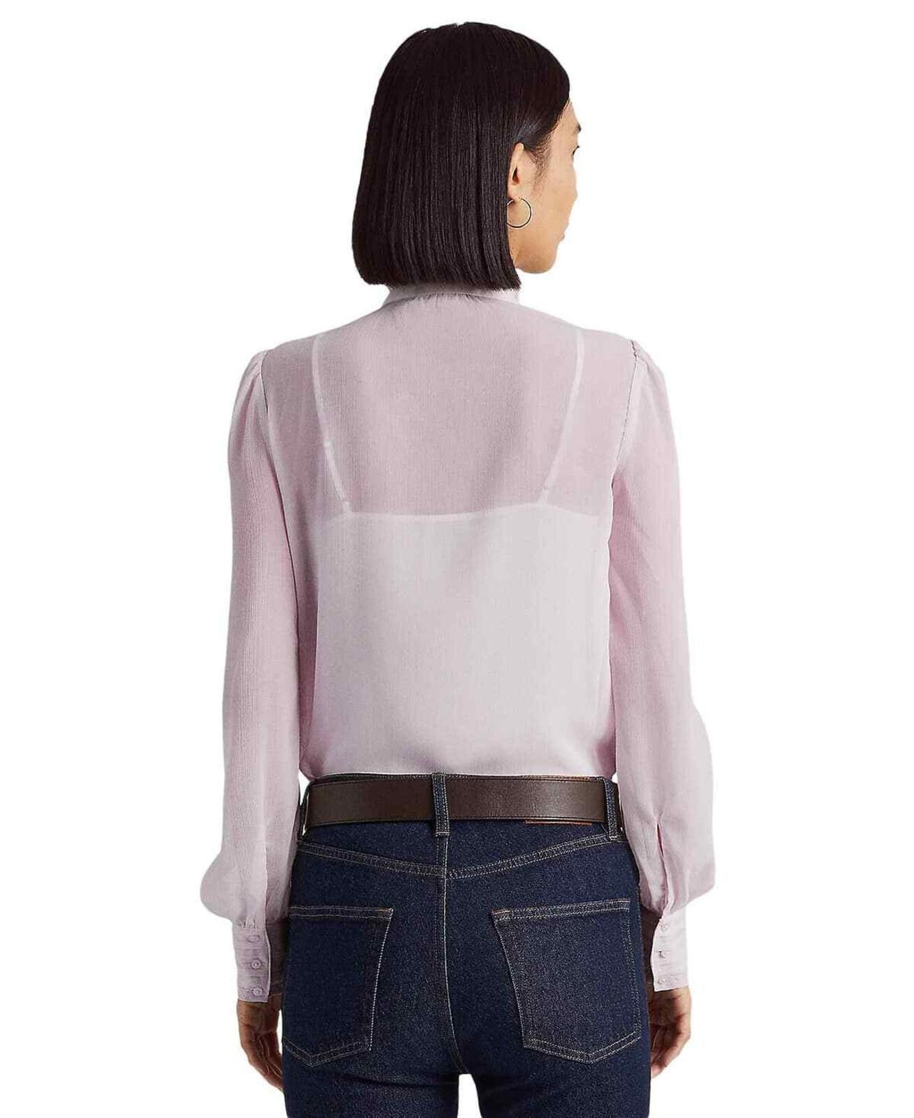 Lauren Ralph Lauren Lauren Ralph Lauren Women's Purple Crinkle Georgette Blouse Size M / US 6-8 / IT 42-44 - 2 Thumbnail
