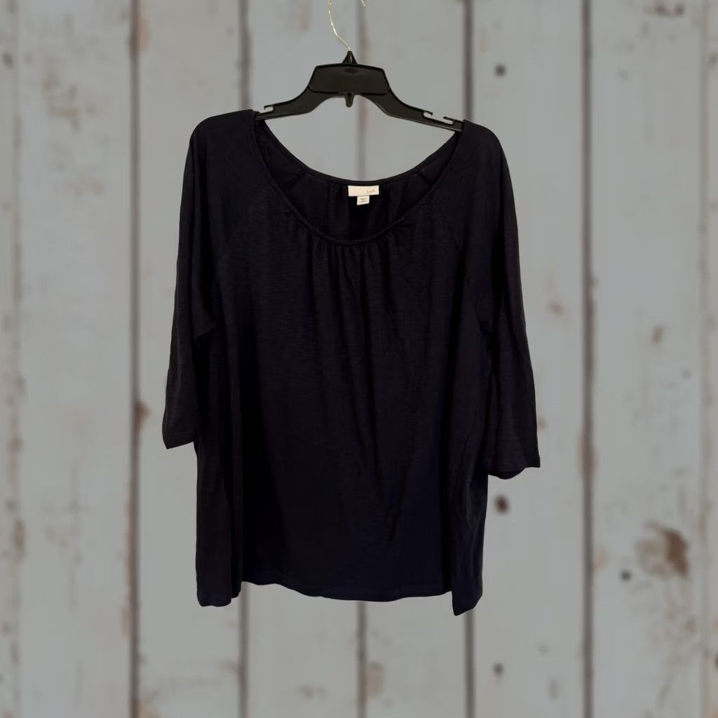 J. Jill J.Jill Blouse Shirt for Women 2X Plus Heather Blue 3/4 Sleeve Scoop Neck Cotton Blend Solid Size XXL / US 16-18 / IT 52-54 - 1 Thumbnail