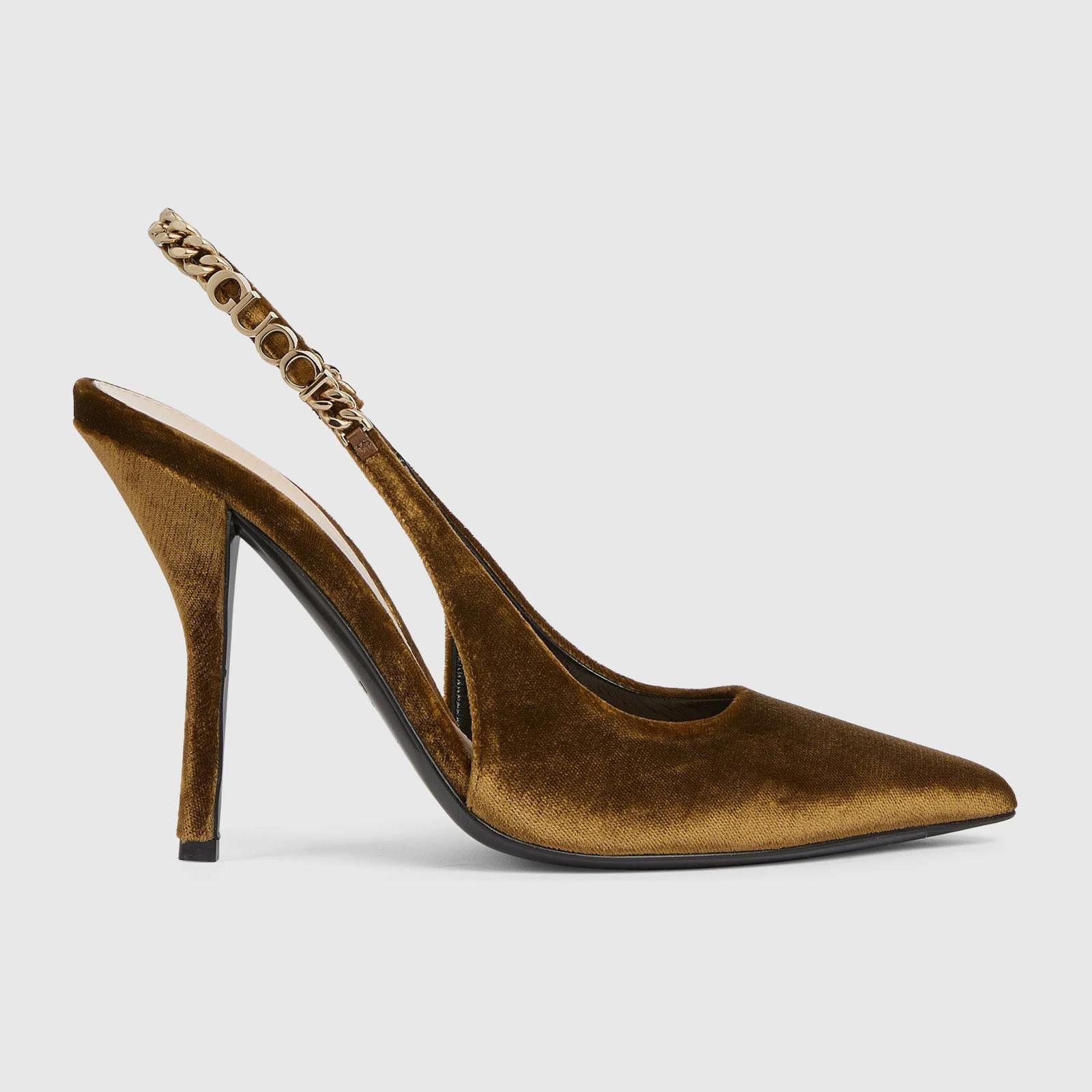Gucci Gucci Signoria Velvet Slingback Pumps Size US 5 / IT 35 - 1 Thumbnail