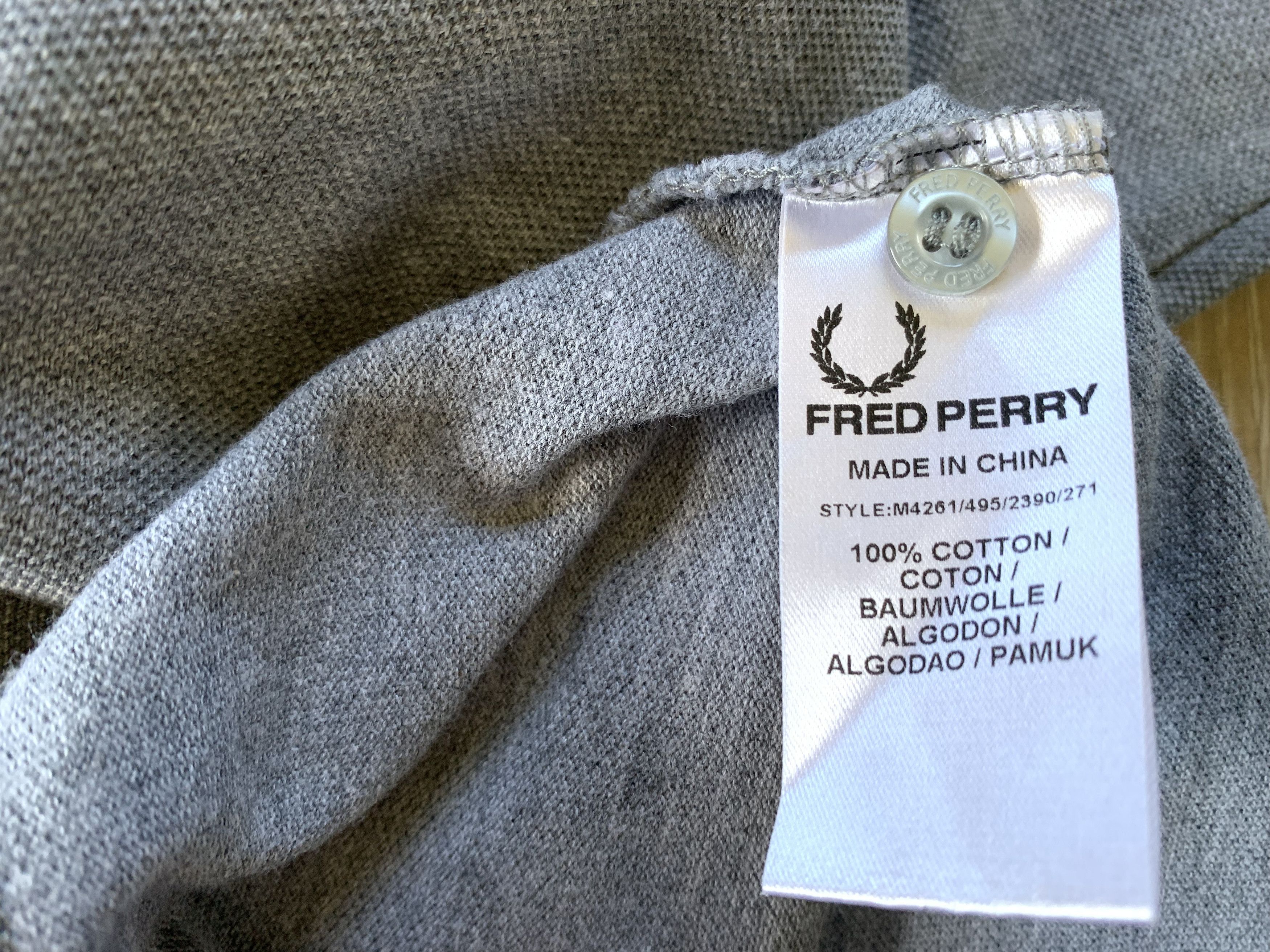 Designer × Fred Perry Fred Perry Basic Gray Cotton Long Sleeve Polo Size US XL / EU 56 / 4 - 8 Thumbnail