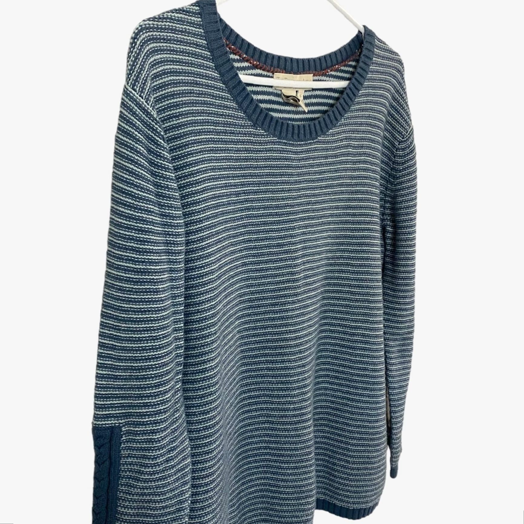 The Territory Ahead The Territory Ahead Pullover Sweater Womens Small Blue White Striped Long Sleeve Knitted Knit Acrylic Cotton Pullover Sweatshirt Size S / US 4 / IT 40 - 4 Thumbnail