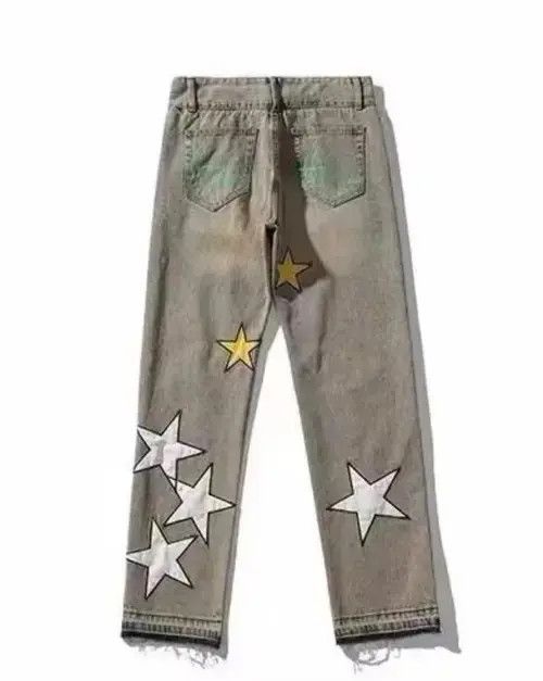 Japanese Brand × Jean Retro yellow mud color design star embroidered jeans Size US 32 / EU 48 - 2 Thumbnail