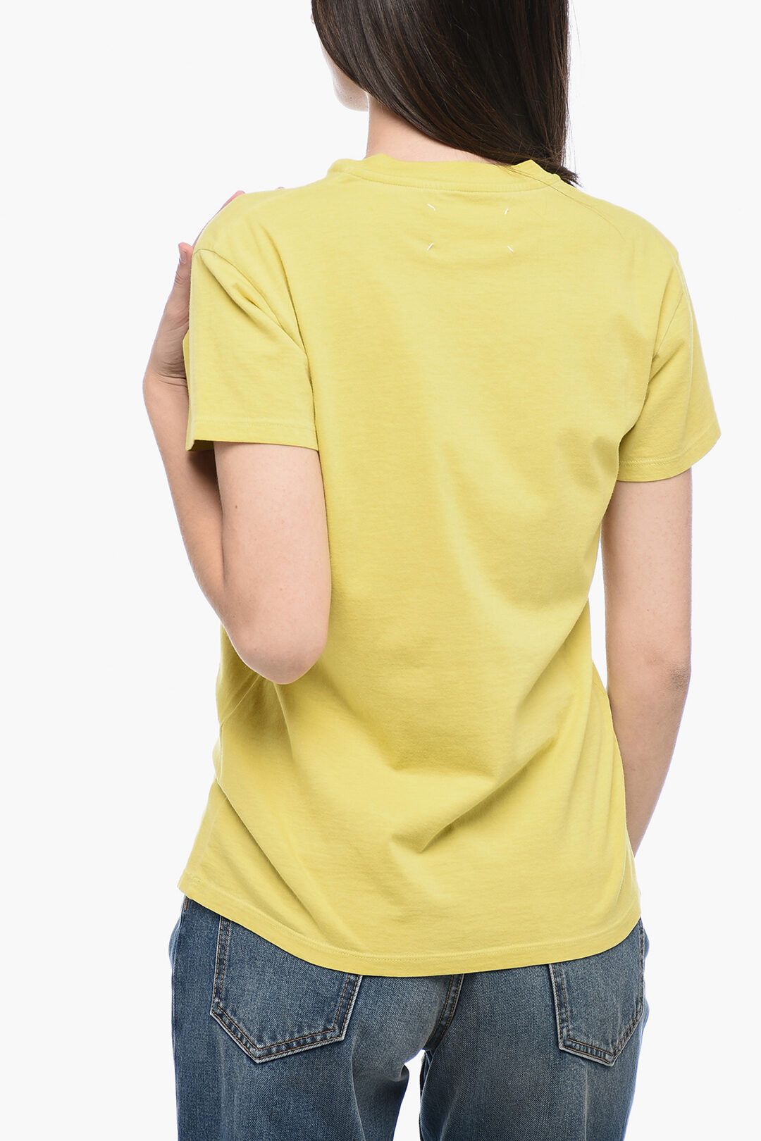 Maison Margiela og1mm1224 Crewneck Cotton T-Shirt in Yellow Size XS / US 0-2 / IT 36-38 - 2 Thumbnail