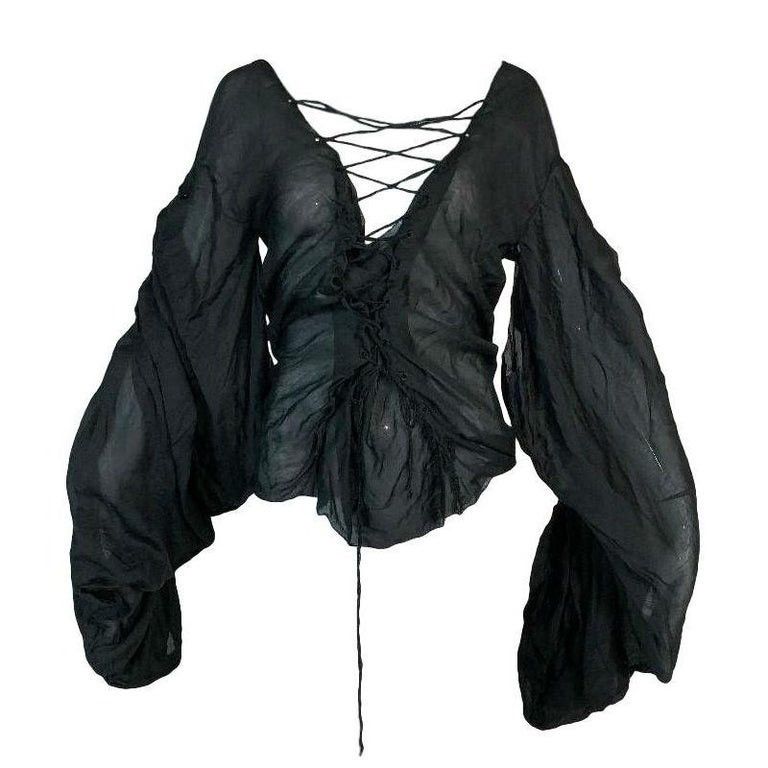 Gucci Gucci Tom Ford FW2002 Sheer Silk Corset Plunging Poet Sleeve Size M / US 6-8 / IT 42-44 - 3 Thumbnail