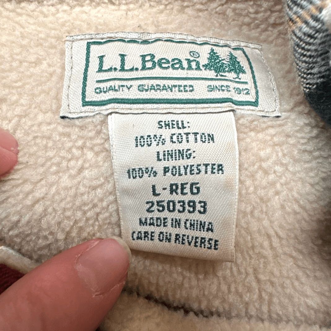Vintage LL Bean Shirt Mens Large Red Black Plaid Winter Warm Fleece-Lined Flannel Chore Size US L / EU 52-54 / 3 - 7 Thumbnail