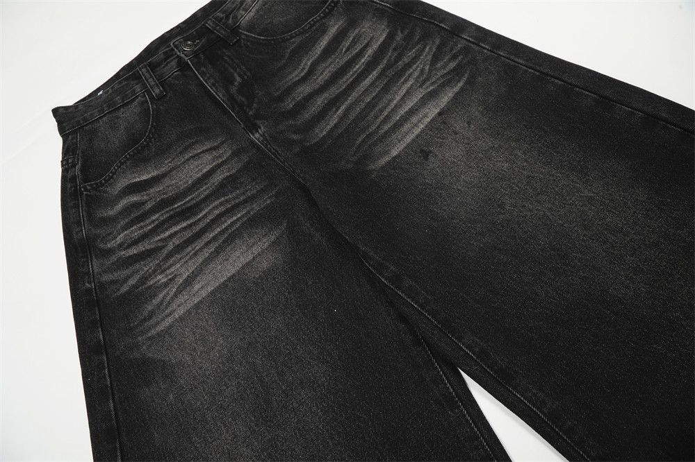 Vintage American retro men's washed distressed curved jeans Size US 34 / EU 50 - 4 Thumbnail