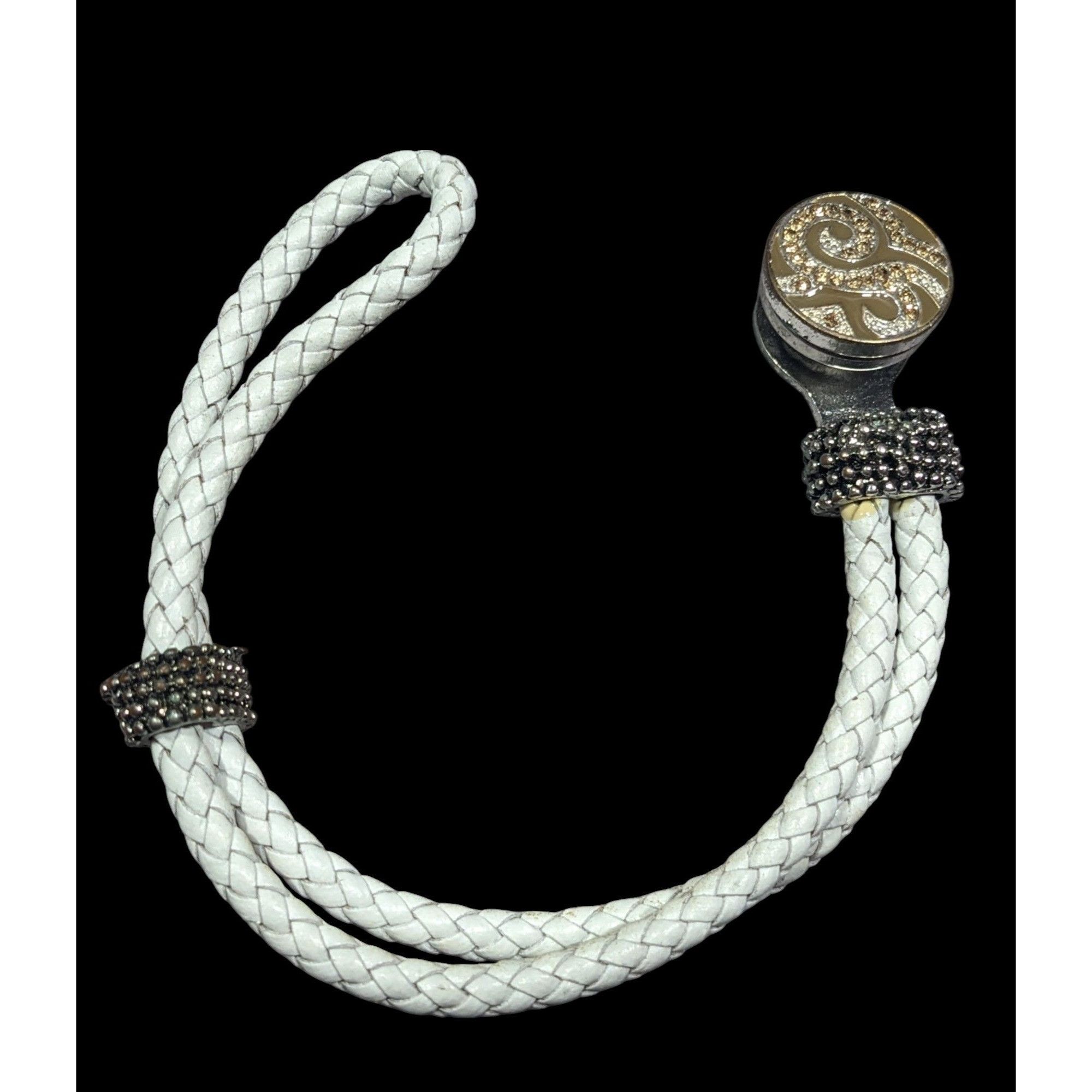 Other Modern White Rope Snap Button Bracelet With Rhinestones Size ONE SIZE - 3 Thumbnail