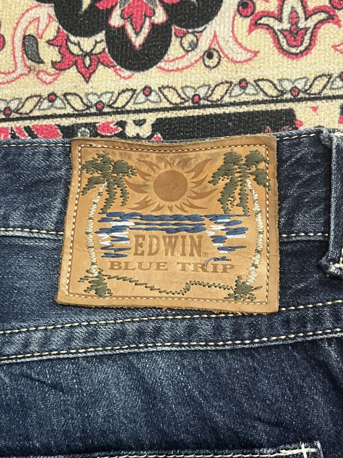 Tornado Mart ⚡️Flare⚡️Vintage Edwin Blue Trip Blowout Distressed Blue Jeans Size US 34 / EU 50 - 8 Thumbnail