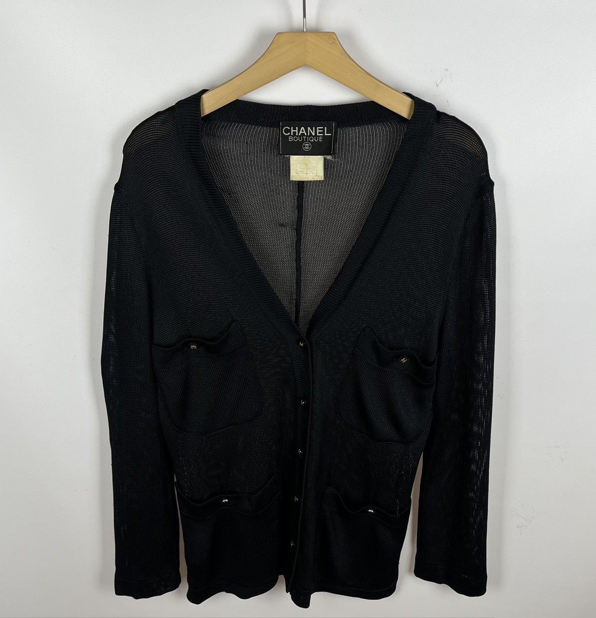 Chanel Chanel Boutique Cardigan Black Viscose Vintage Womens Sz 42 Size M / US 6-8 / IT 42-44 - 1 Thumbnail