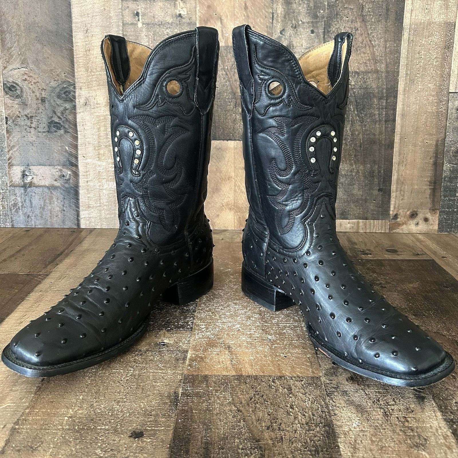 Vintage El General Ostrich Print Square Toe Cowboy Boots Mens 9.5 Size US 9.5 / EU 42-43 - 12 Thumbnail