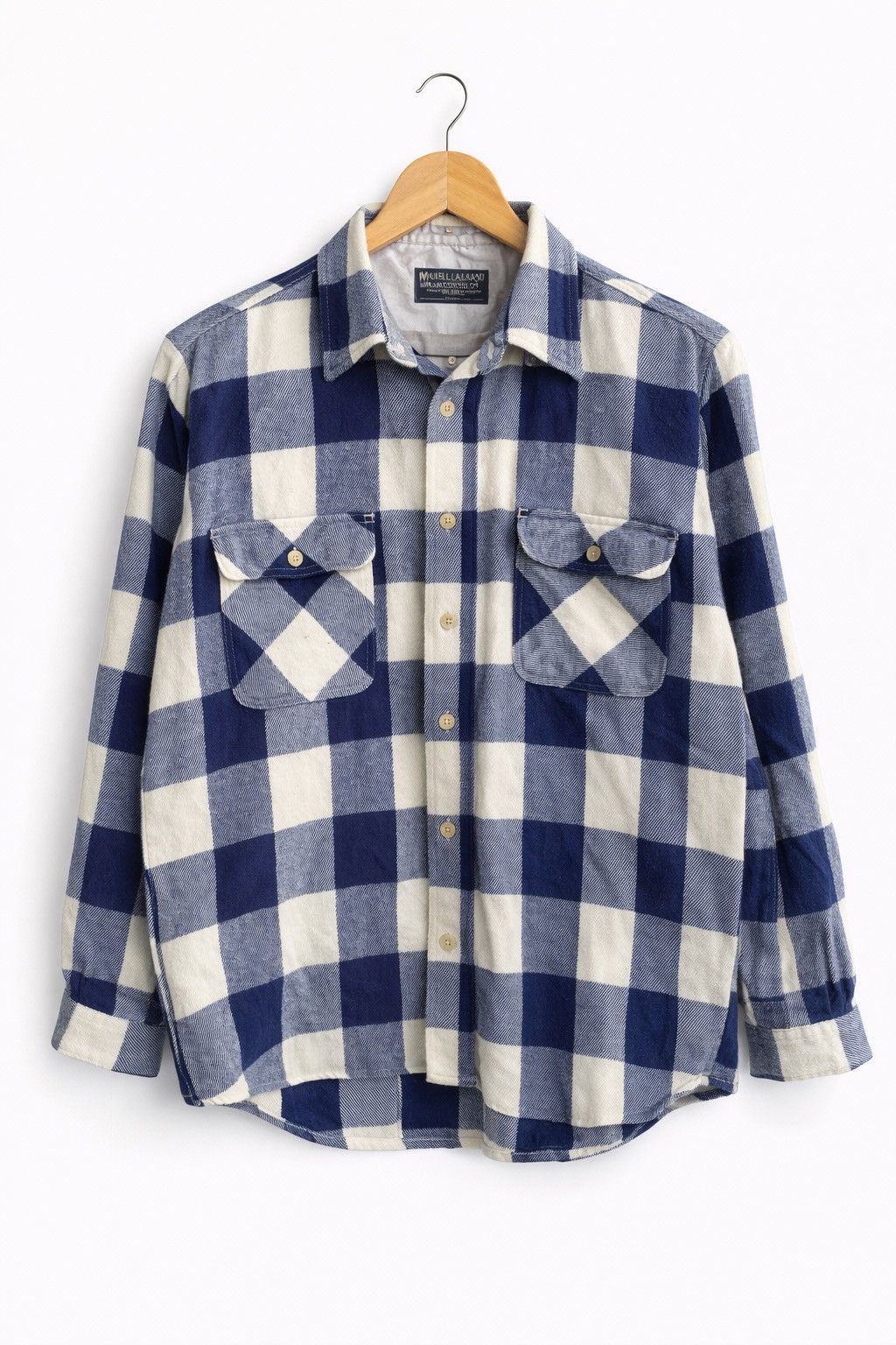 Vintage Mulholland Genuine Taste Blue & White Check Flannel Shirt Size US L / EU 52-54 / 3 - 1 Thumbnail