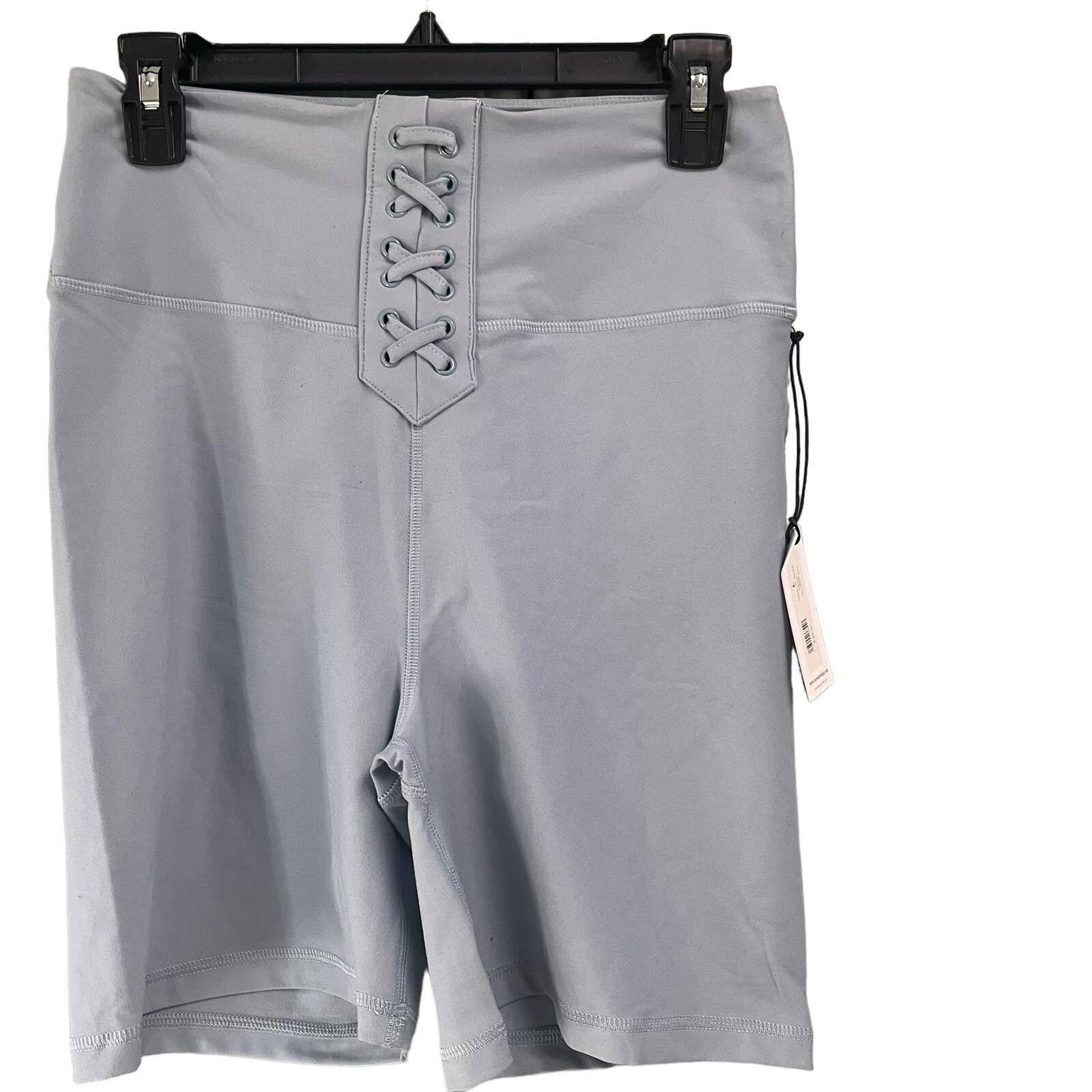 WeWoreWhat WeWoreWhat Dusty Blue Lace Up Biker Shorts Sz Large Revolve Size 32" / US 10 / IT 46 - 1 Thumbnail