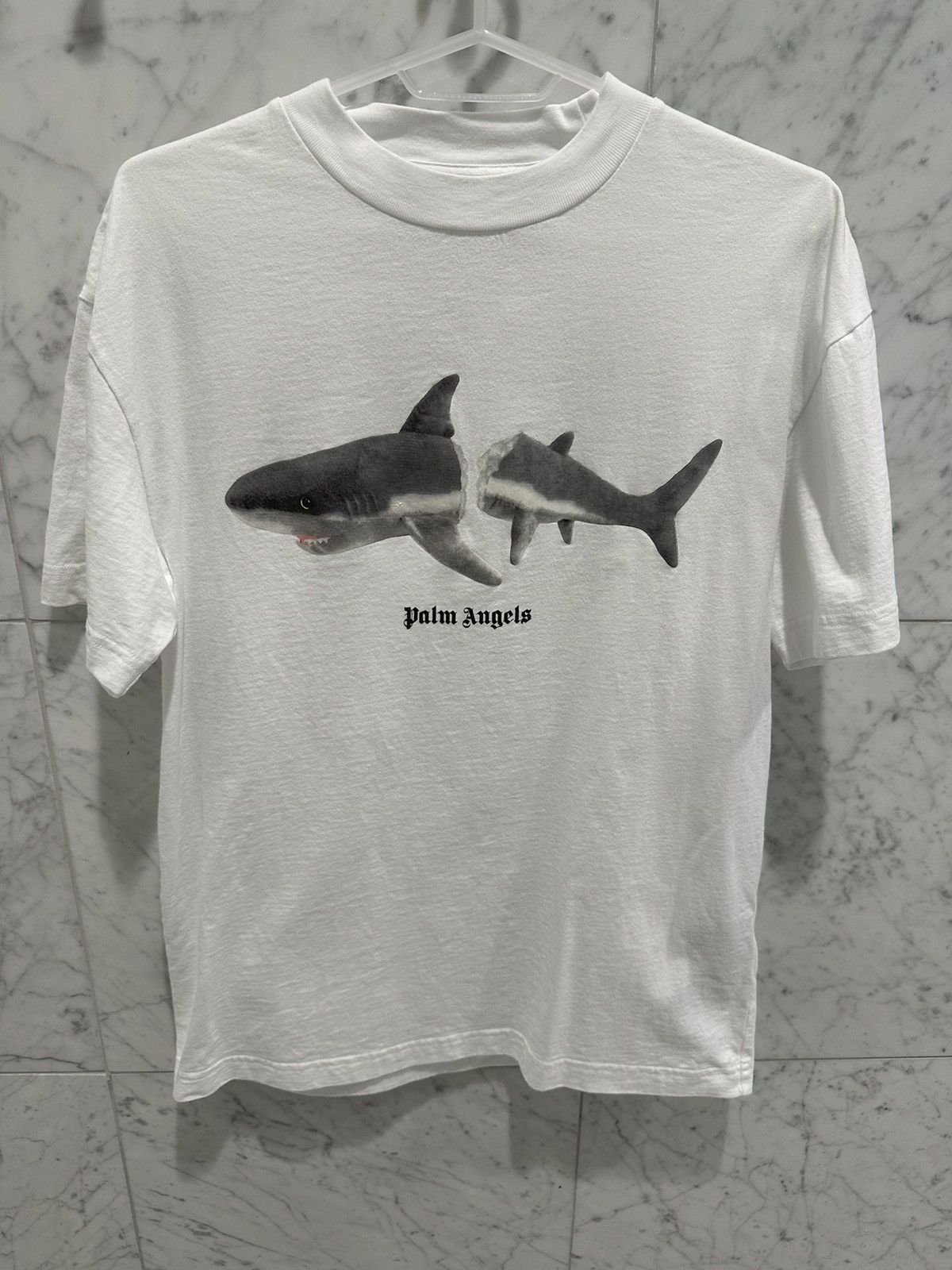 image of Palm Angels Palm Angles Classic Shark T-Shirt White, Men's (Size Small)