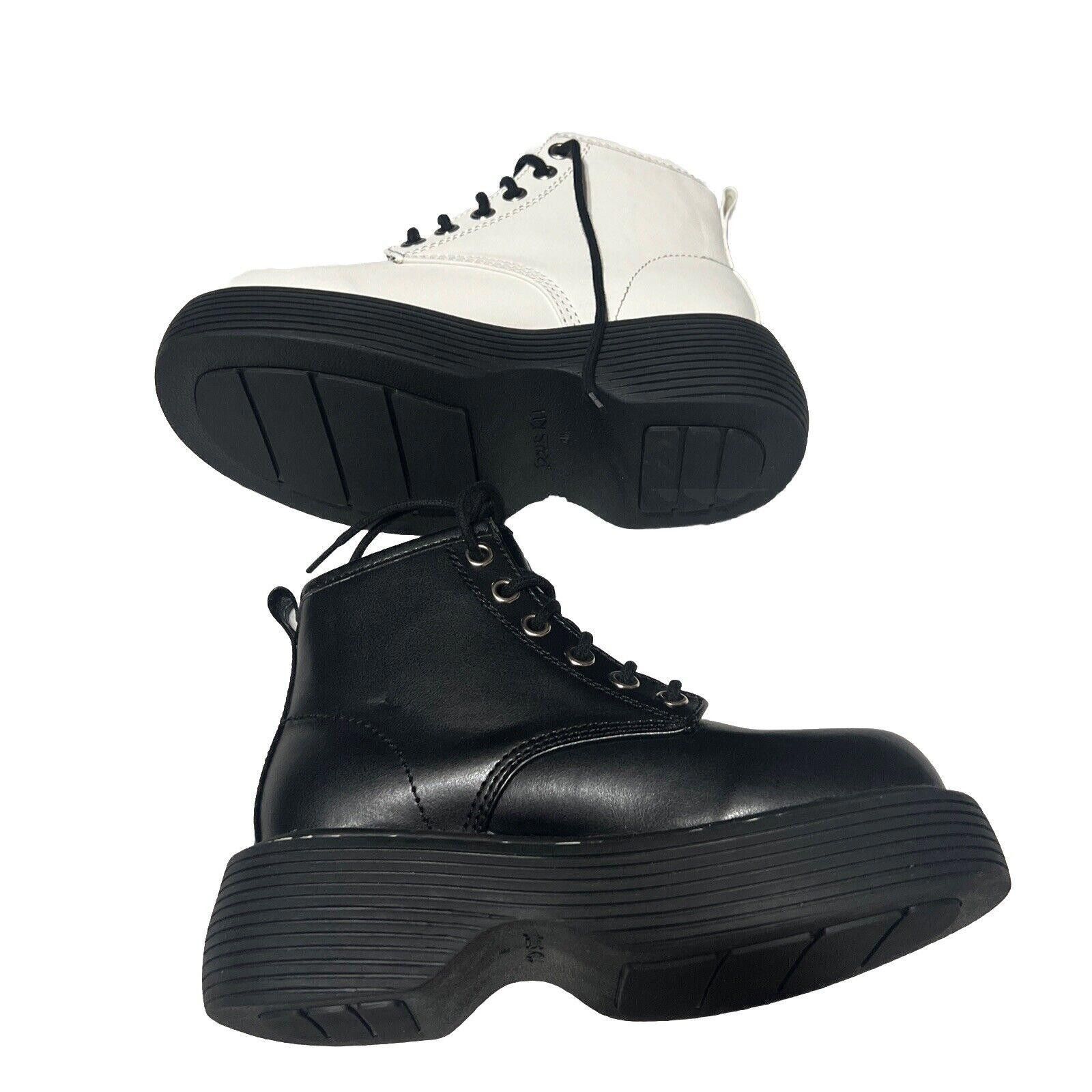 Designer Sz 6 Black & White Mismatched Combat Boots Dolls Kill Shoes Size US 6 / IT 36 - 2 Thumbnail