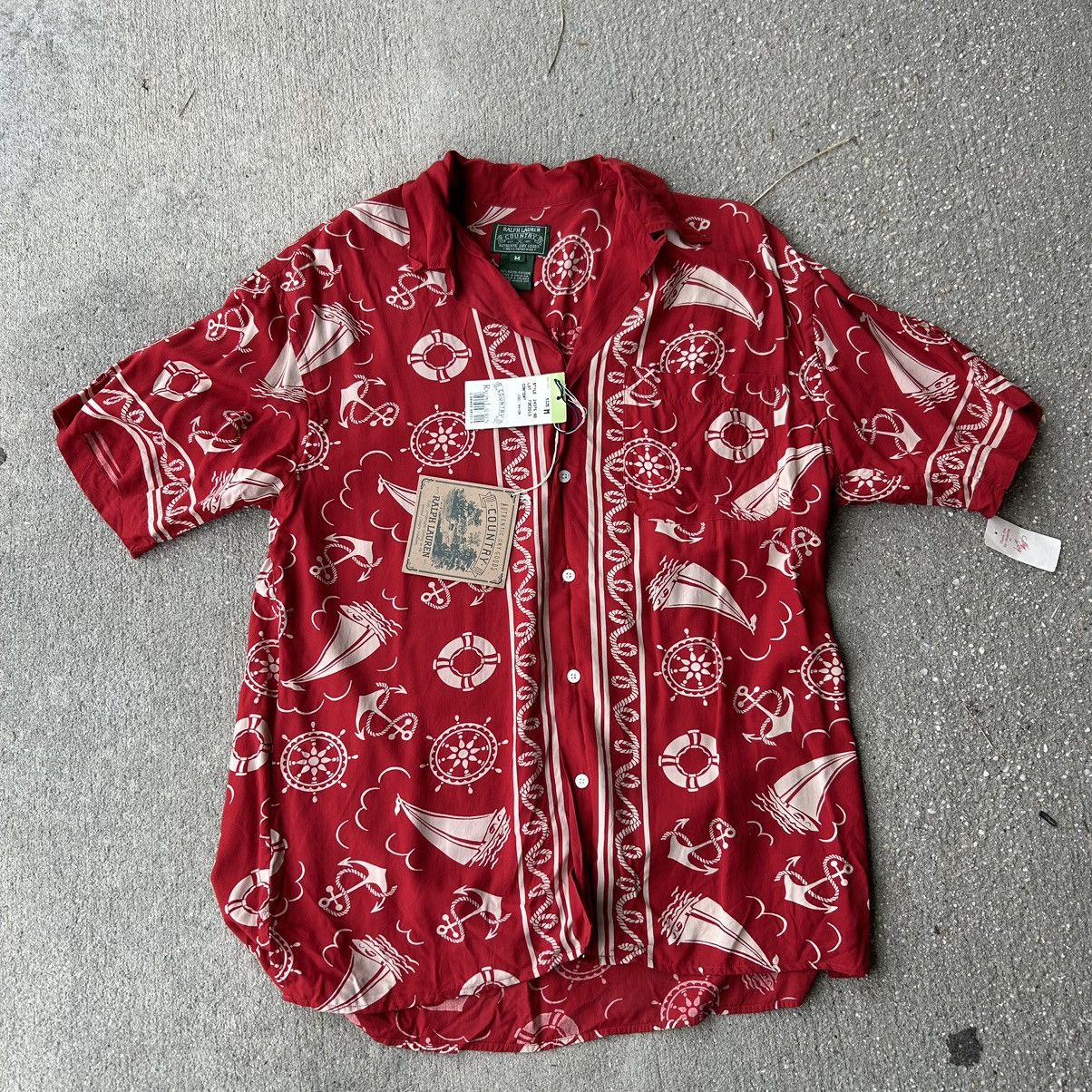 image of Lo Life x Polo Ralph Lauren Vintage Ralph Laurent Country Sailboat Shirt in Red, Men's (Size Medium
