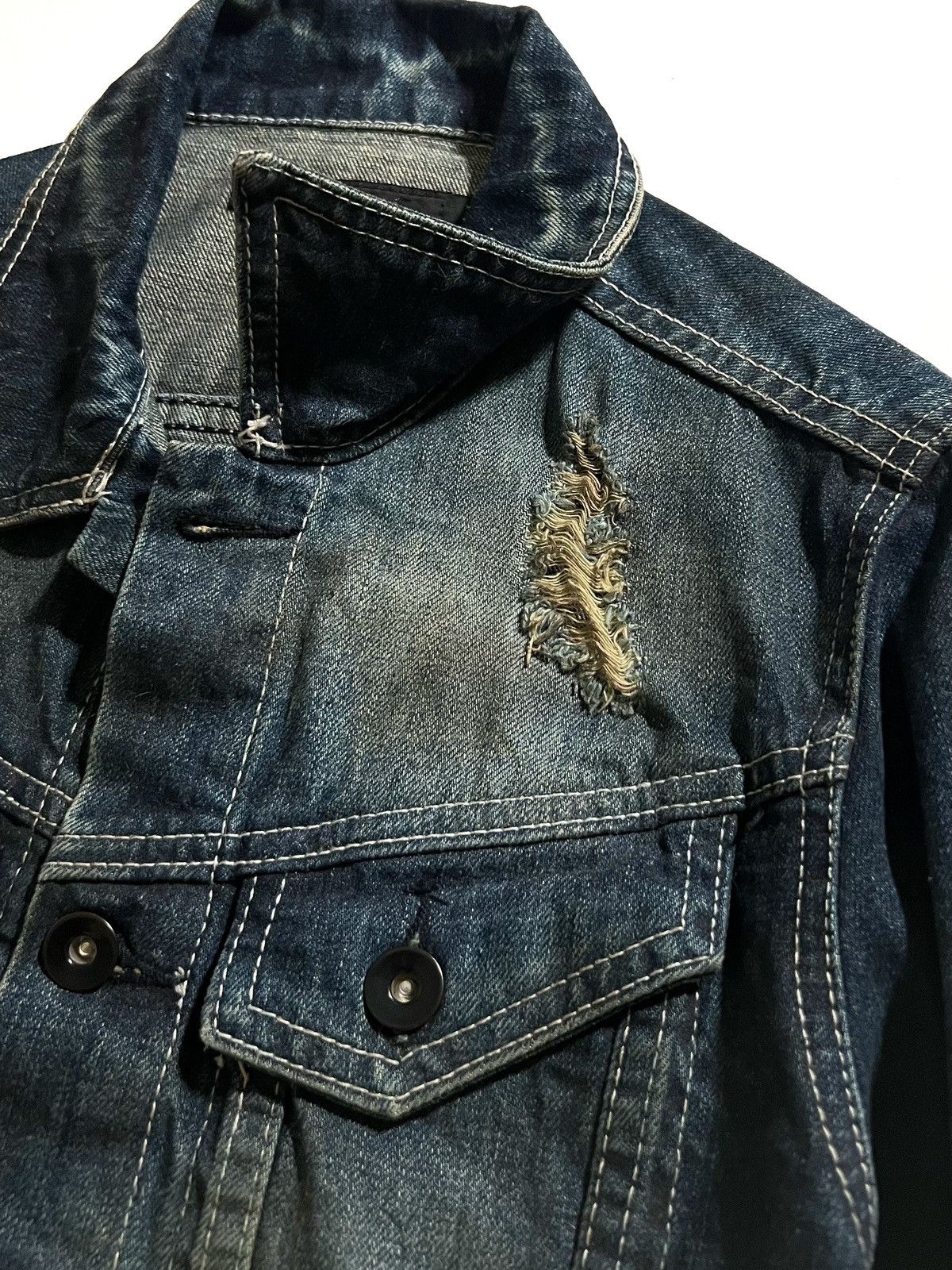 GOSTAR DE FUGA FUGA Mud Dye Distressed Denim Jacket vkei Archive 00s y2k Size US XS / EU 42 / 0 - 4 Thumbnail