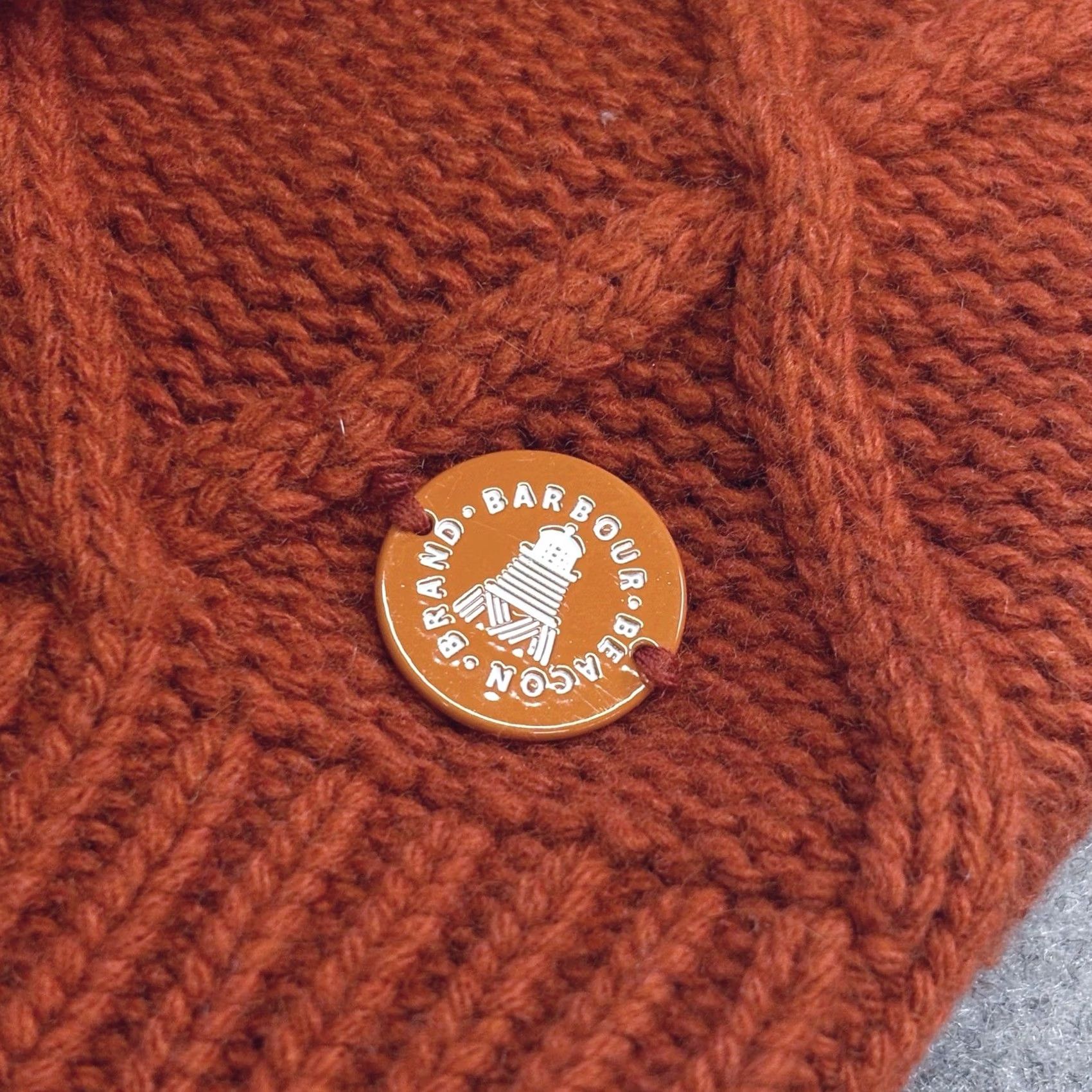 Barbour VINTAGE? No. Barbour Tidewater Knit Jumper Women UK12 Burnt Orange Cable Knit Pullover Crew Neck Wool Blend Size XL / US 12-14 / IT 48-50 - 4 Thumbnail