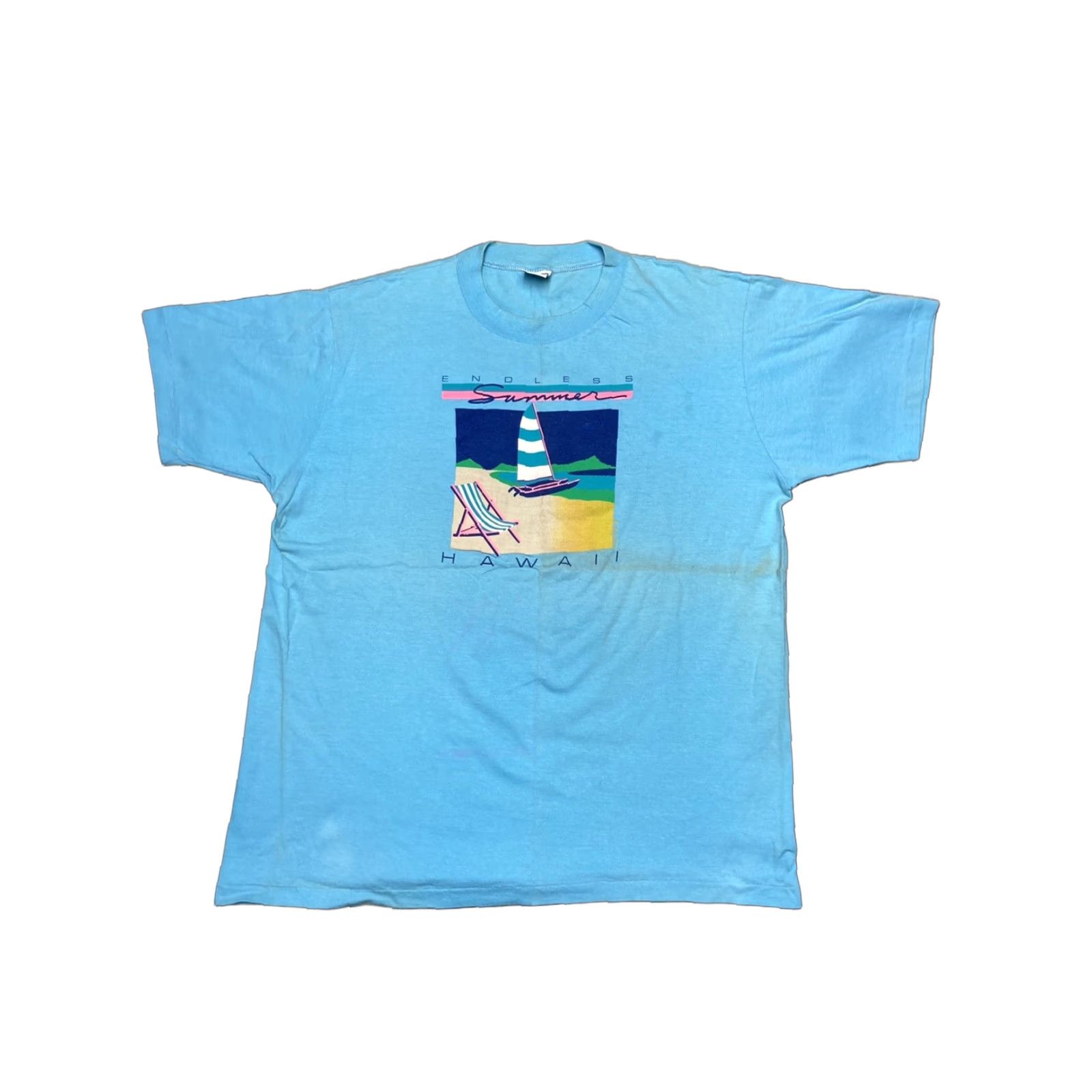 Vintage VINTAGE T-SHIRT HAWAII SAILBOAT 80s XL Men Blue Summer Graphic Made in HAWAII Size US XL / EU 56 / 4 - 1 Thumbnail