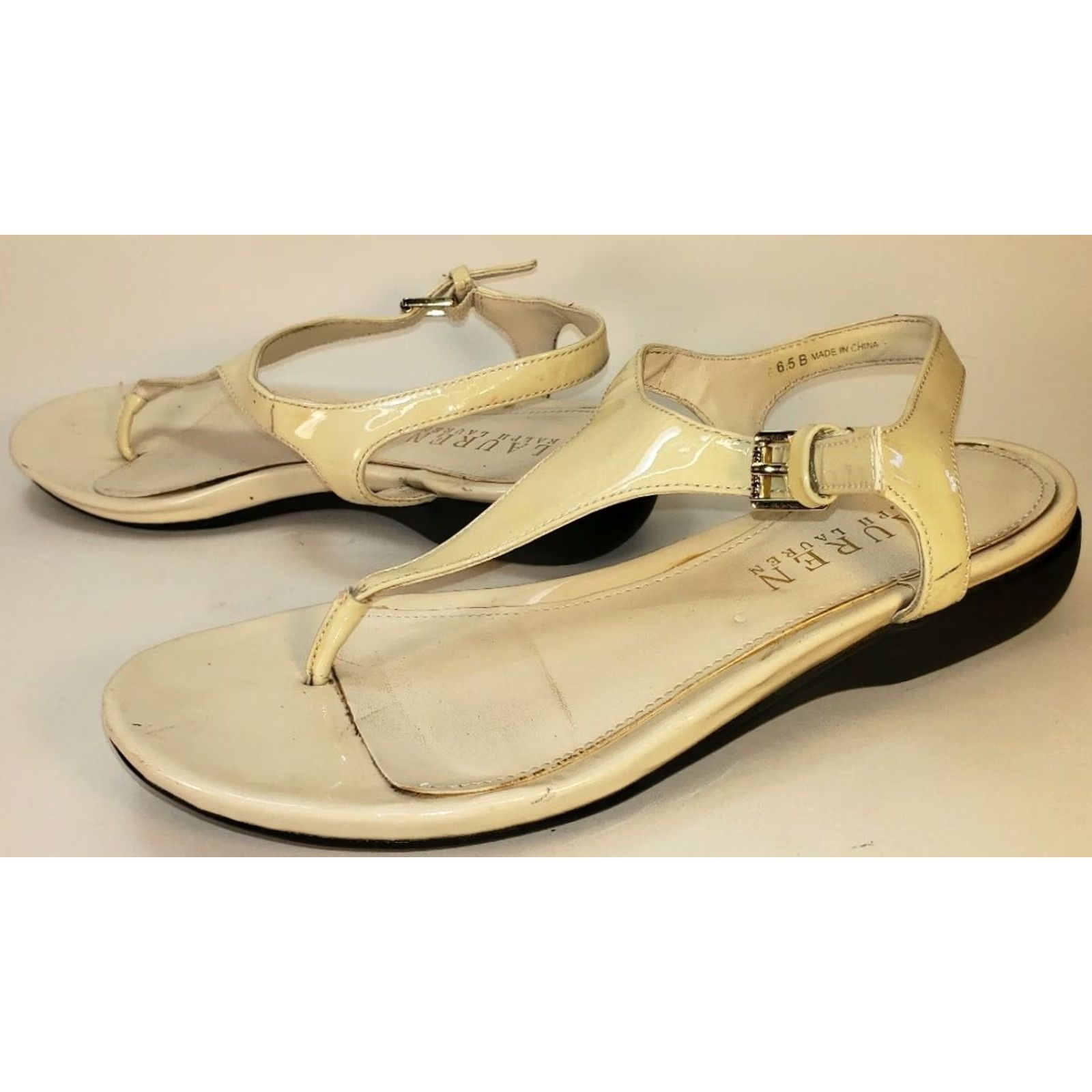 Ralph Lauren Ralph Lauren Sandal Women's Size 6.5B Ivory Leather Slingback Toe Post Size US 7 / IT 37 - 3 Thumbnail