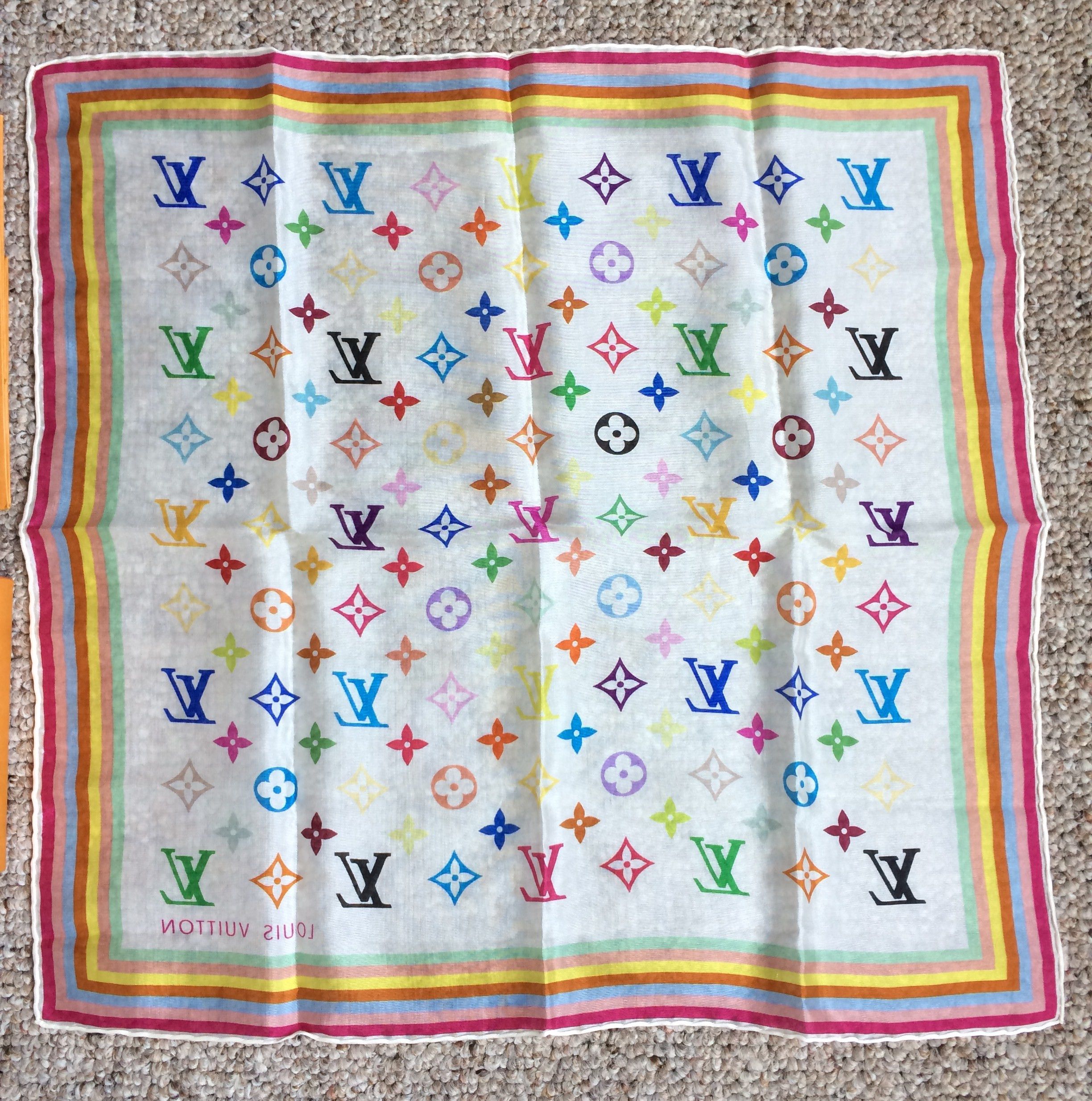 Louis Vuitton × Takashi Murakami S/S 2003 Louis Vuitton Murakami Multicolor Monogram Scarf Size ONE SIZE - 5 Thumbnail