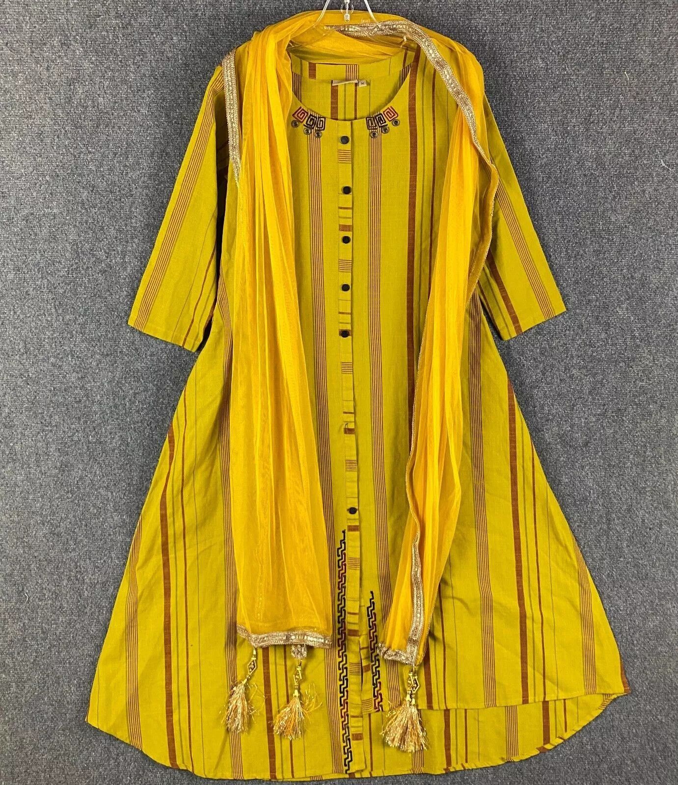 Other Jini Nimi Dress Women's Medium Indian Button Up Scarf Ribbon Size M / US 6-8 / IT 42-44 - 1 Thumbnail