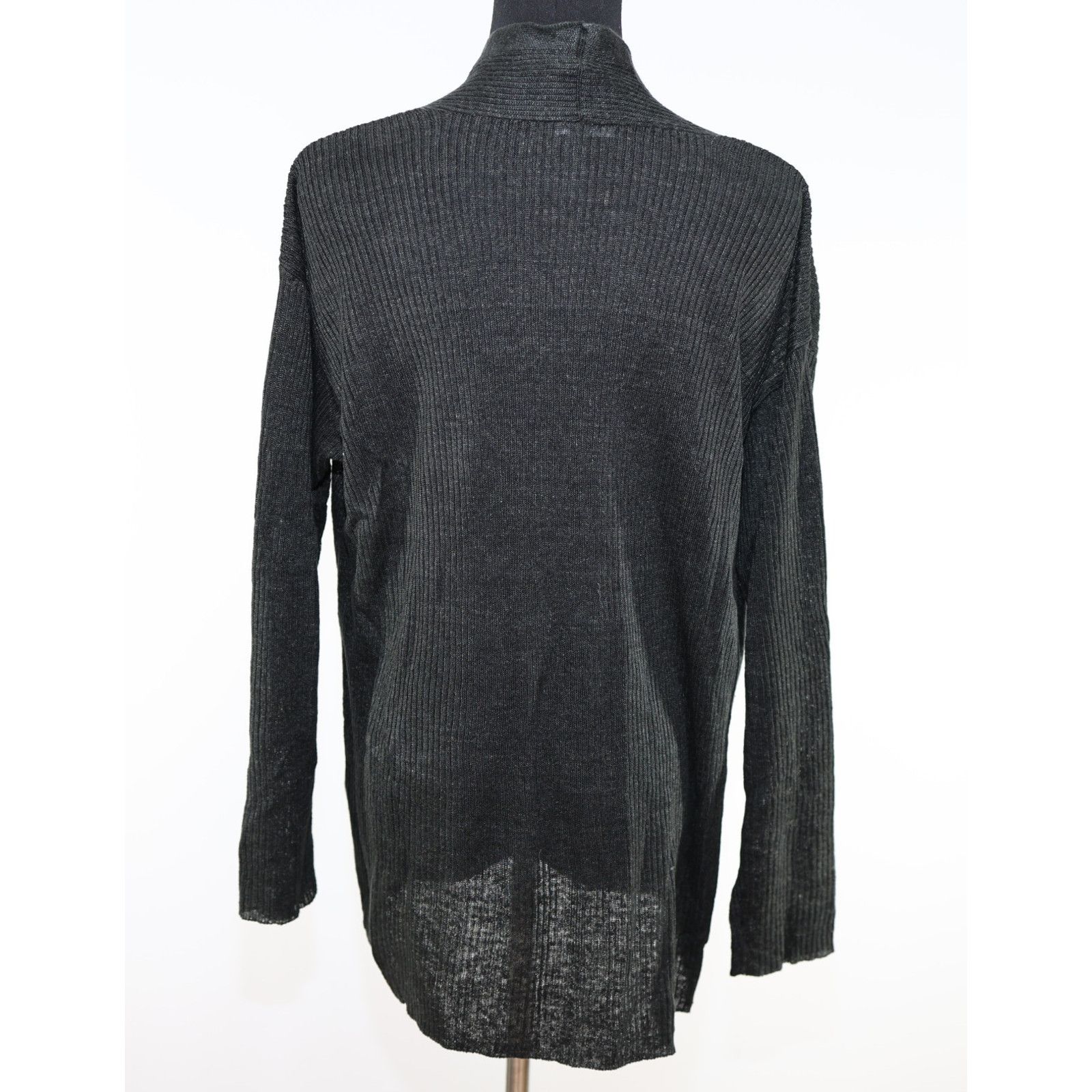 Eileen Fisher EILEEN FISHER Green Linen Open Front Long Cardigan Size S Size S / US 4 / IT 40 - 4 Thumbnail