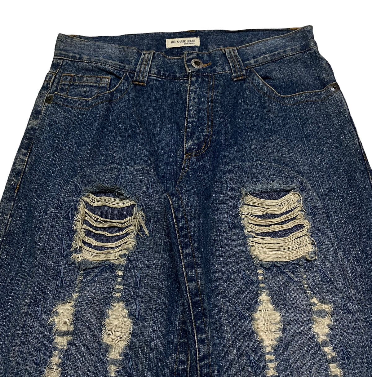 If Six Was Nine × Japanese Brand Rare Design Vintage Brand Big Shark Distressed Jeans 2000s Size US 33 - 3 Thumbnail