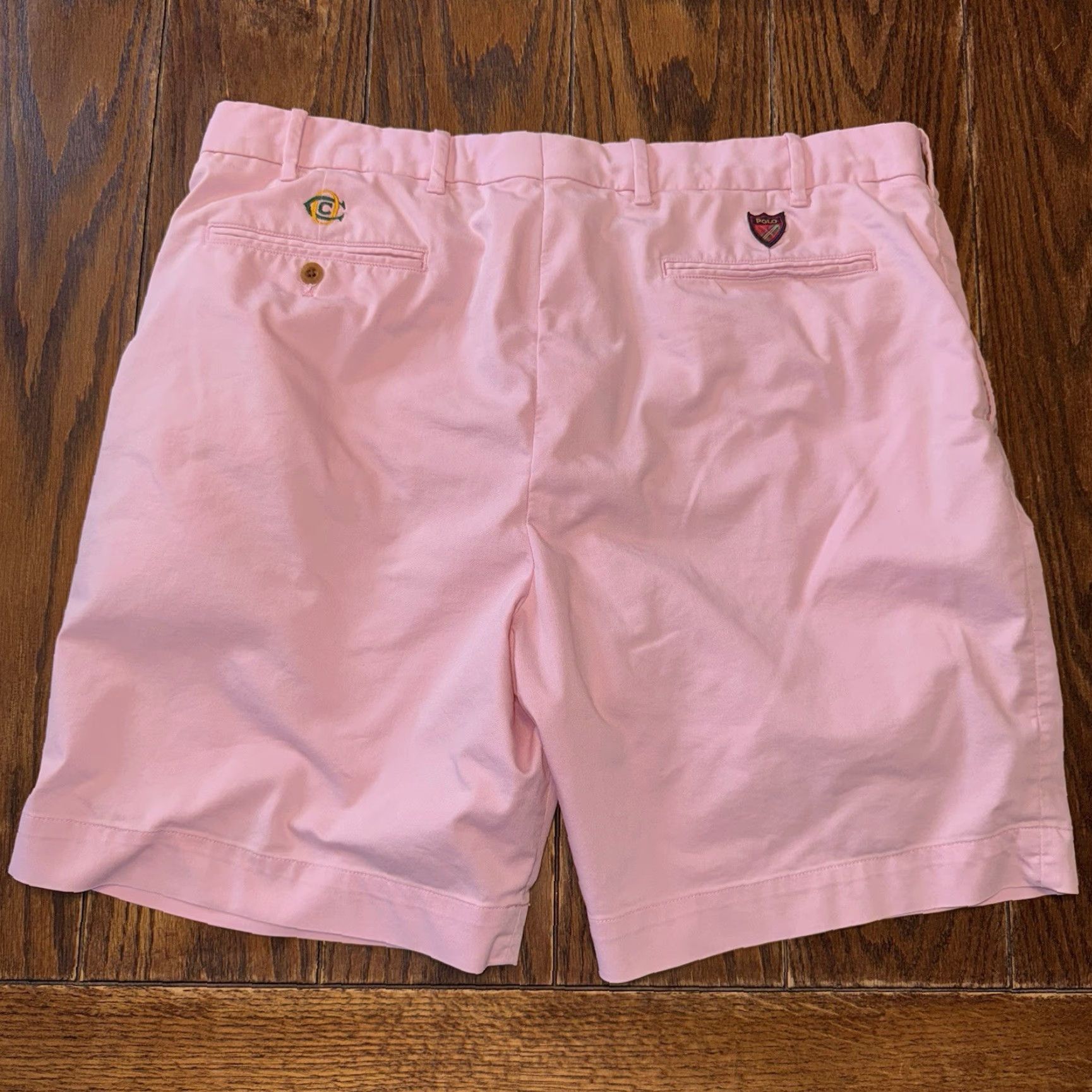 Lululemon Polo Ralph Lauren Shorts Mens 38 Pink Embroidered Oakmont Country Club OCC Chino Casual Men Polyester Knit Moisture Wicking 8.5 Inseam ZZ Size US L / EU 52-54 / 3 - 6 Thumbnail