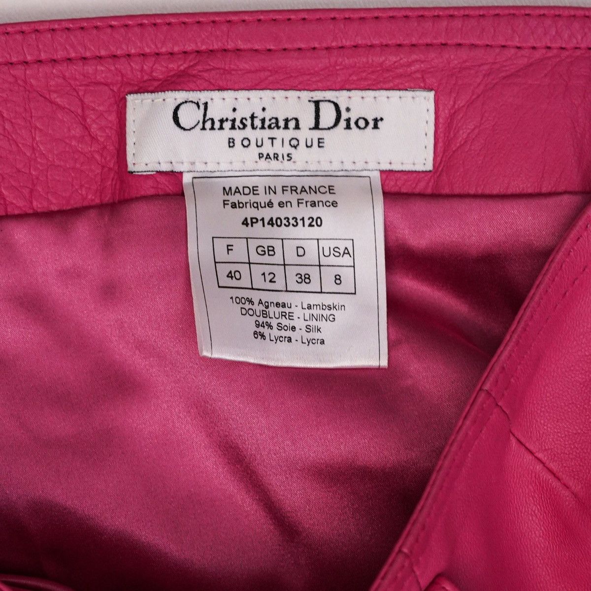 Dior Christian Dior Early 2000s Pink Leather Skirt Size 28" / US 6 / IT 42 - 7 Thumbnail