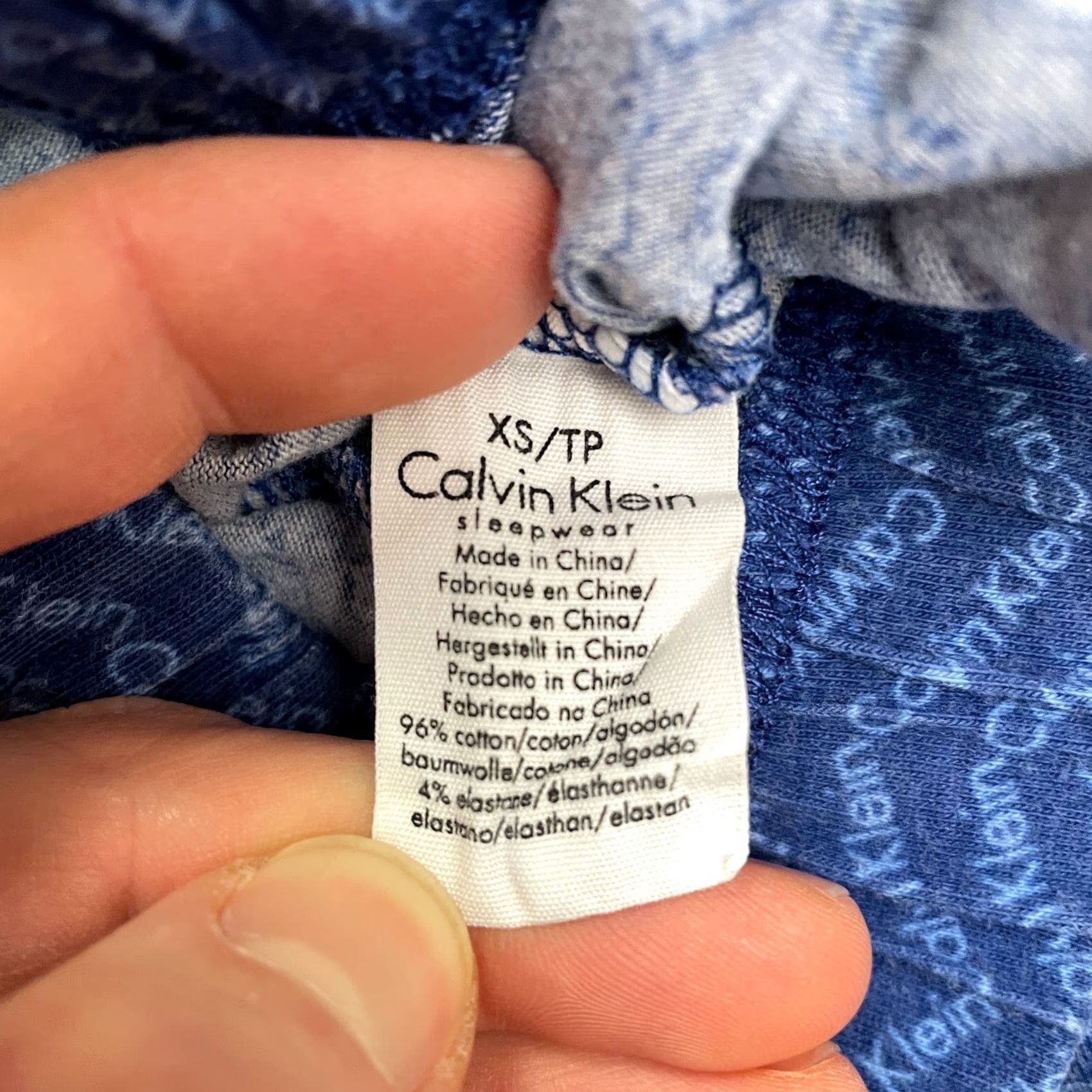 Calvin Klein Calvin Klein Pajama Pants Womens XS Blue Cotton Blend Drawstring Elastic Herringbone Sleepwear Size 26" / US 2 / IT 38 - 6 Thumbnail