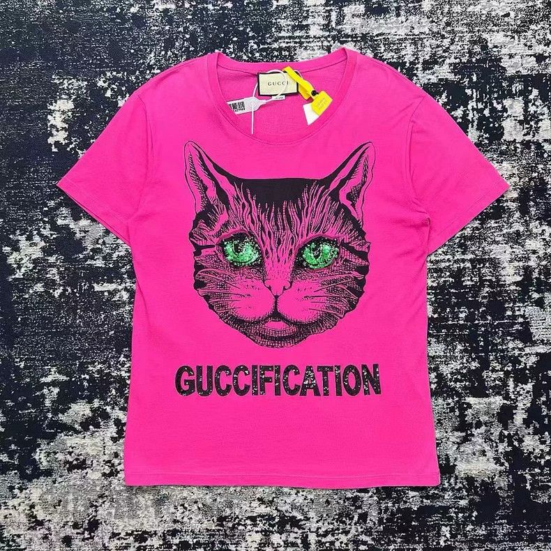 Gucci Gucci Pink cat head sequin short sleeves Size S / US 4 / IT 40 - 1 Thumbnail