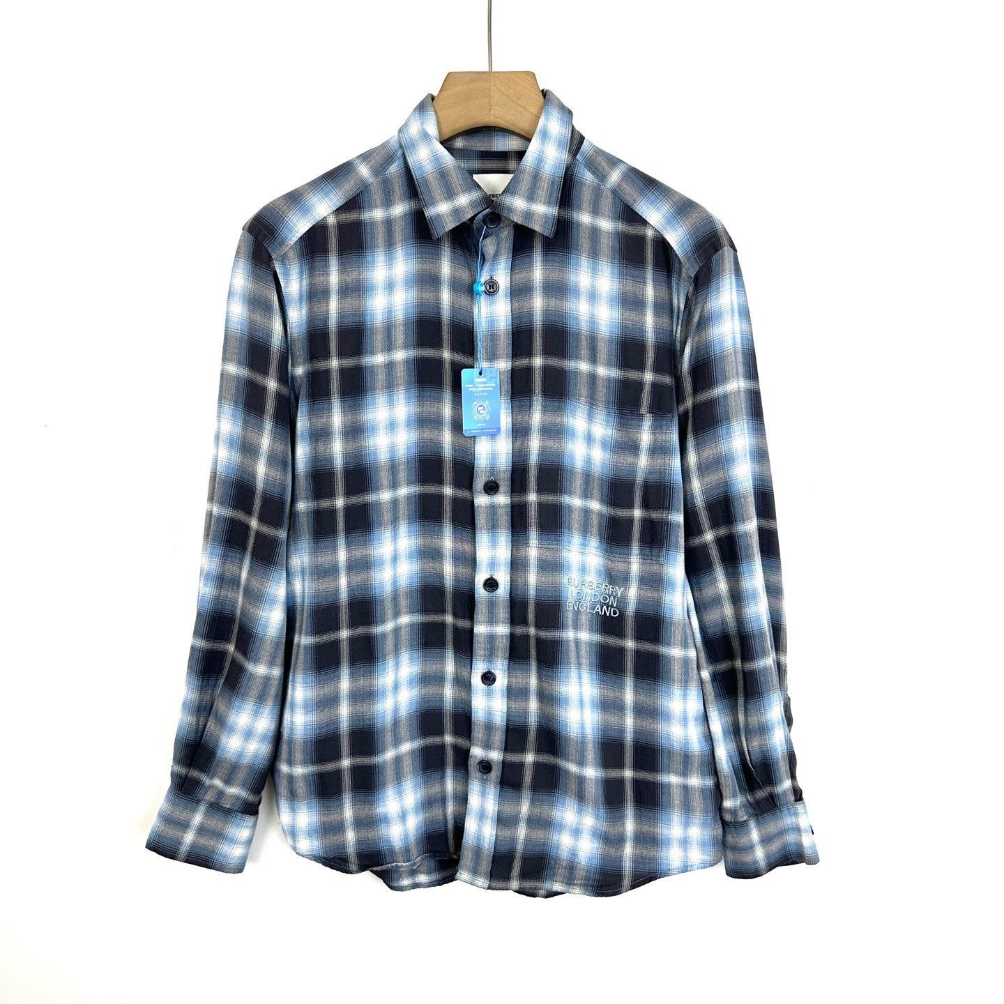 Burberry Burberry Blue Check Logo Long-Sleeve Shirt Size US S / EU 44-46 / 1 - 1 Thumbnail