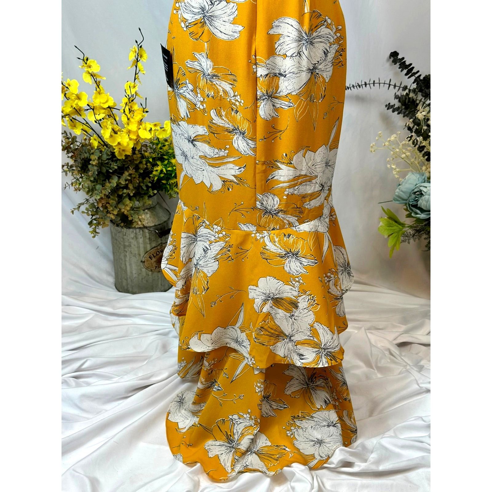 Other Lulu’s Darling Daylily Mustard Floral Hi-Lo Maxi Dress M Size M / US 6-8 / IT 42-44 - 19 Thumbnail
