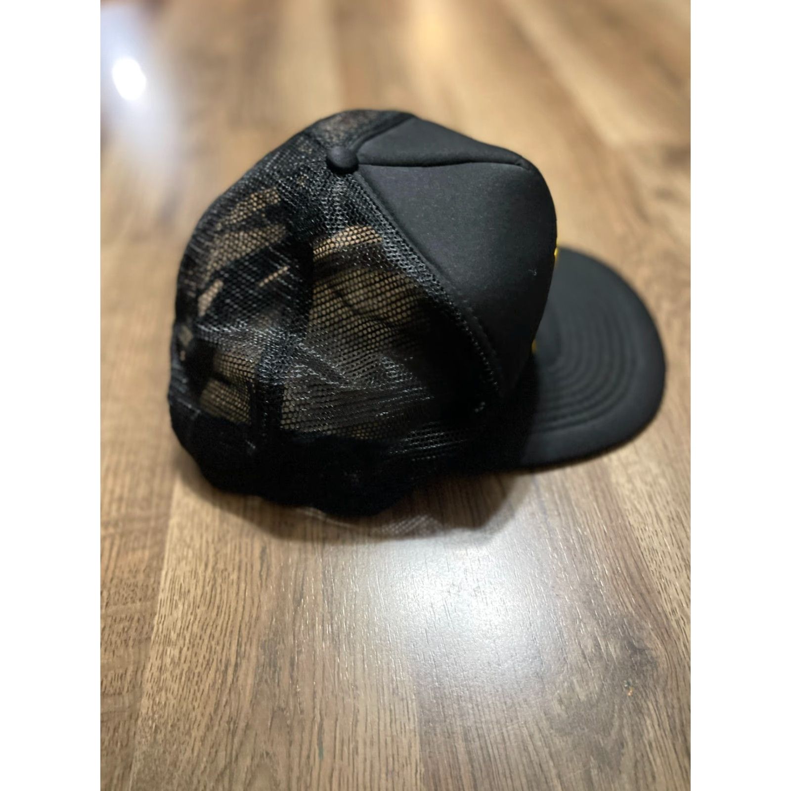 Vintage VINTAGE Flat Bill Trucker Hat Black Orange "Bet Mines Longer Than Yours" One Size Hat Size ONE SIZE - 4 Thumbnail