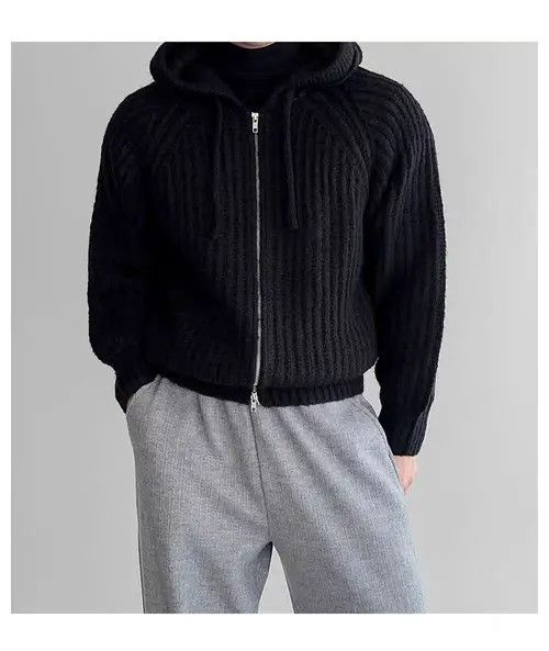 Japanese Brand Vintage Knit Thick Sweater Black XL Hooded Jacket Coat Size US XL / EU 56 / 4 - 6 Thumbnail