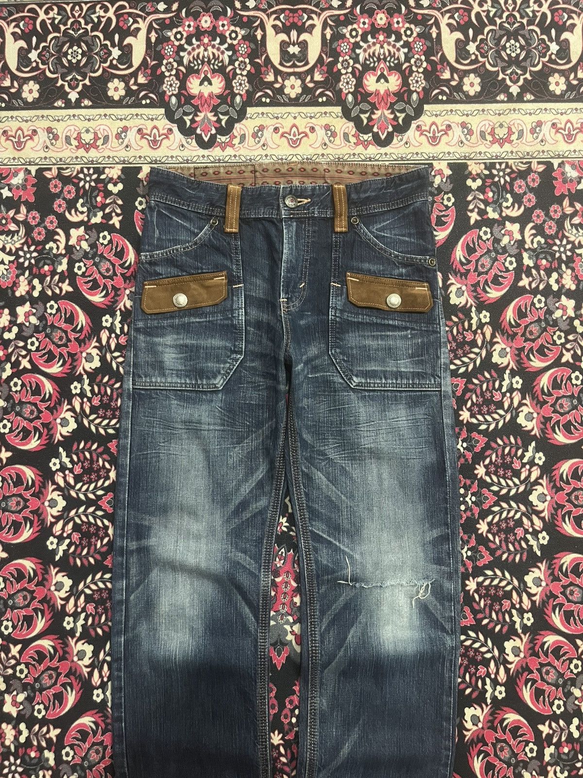 Edwin Edwin XVS Dark Faded Blue Washed Distressed Bush Pants Jeans Size US 30 / EU 46 - 3 Thumbnail