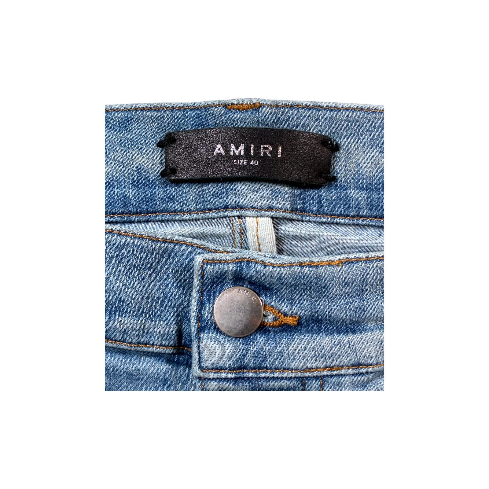 Amiri Amiri Paisley Patchwork Light Wash & Orange Jeans Size US 40 / EU 56 - 4 Thumbnail