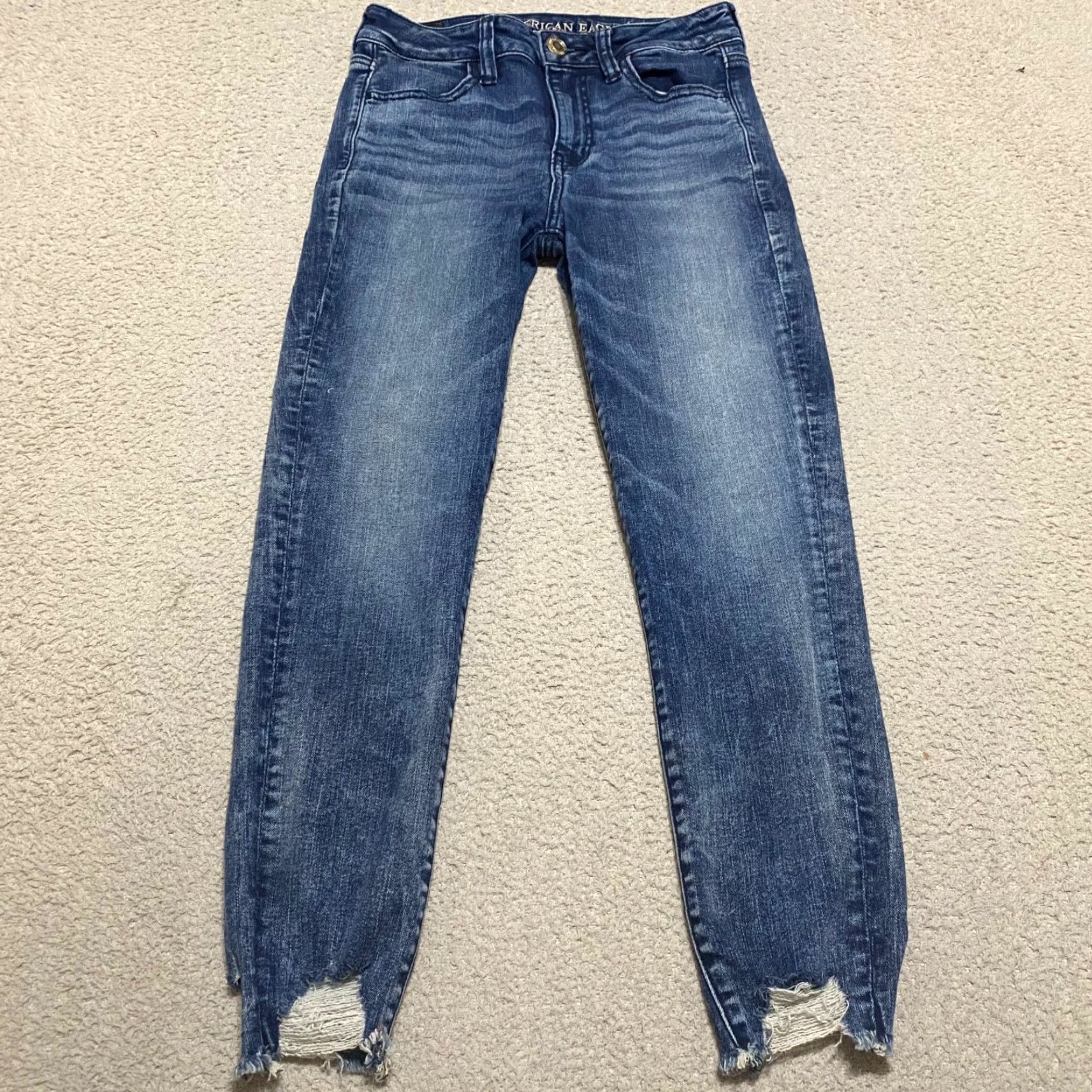 American Eagle Outfitters American Eagle Jeans Womens sz 4P Blue Denim Medium Wash High Rise Jegging Size 27" / US 4 / IT 40 - 2 Thumbnail