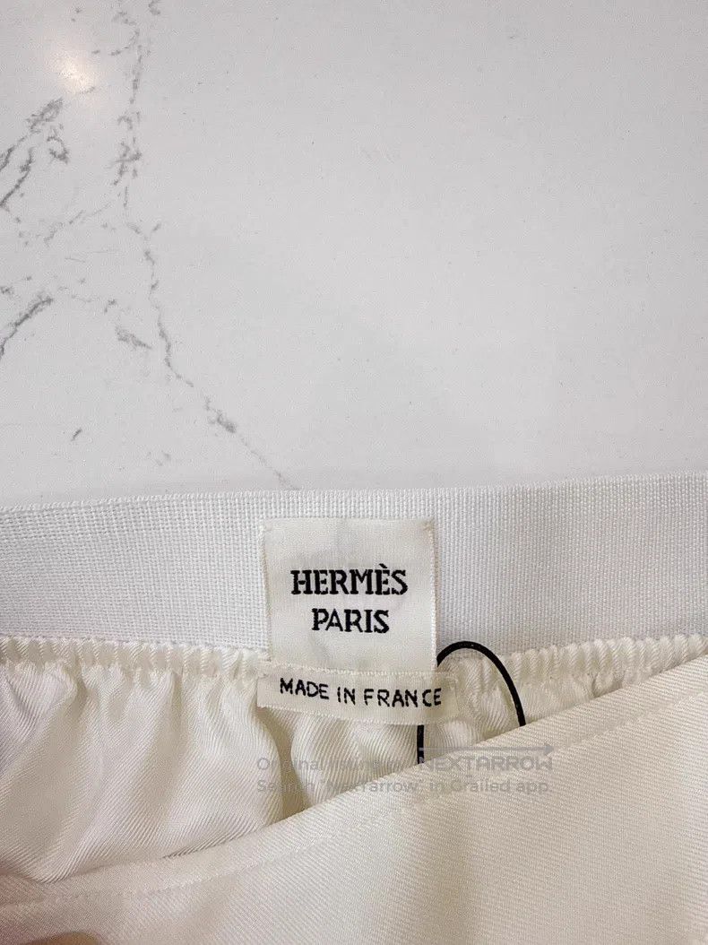 Hermes Hermes White Draped Slimming High-Rise Silk Long Pants Size 42" / US 20 - 4 Thumbnail