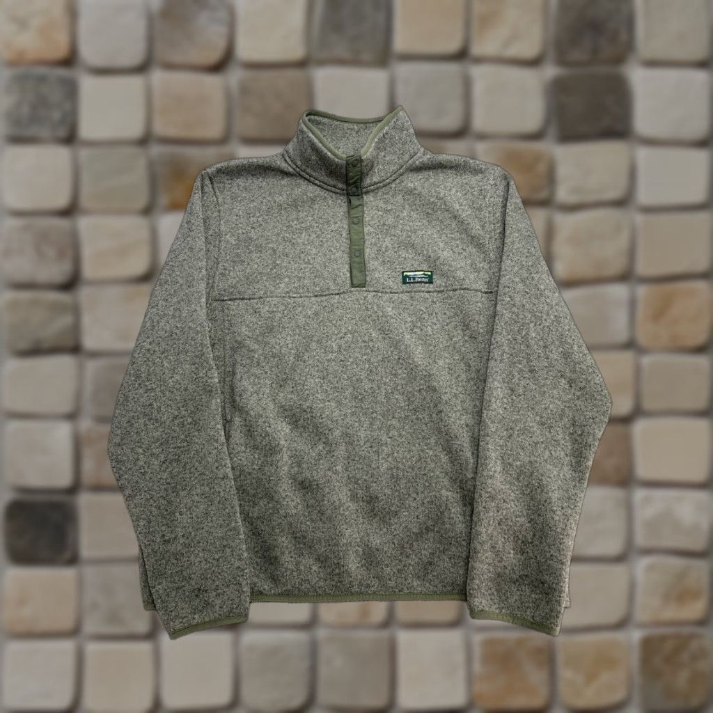 Vintage L.L. Bean Fleece Sweater Mens Small Green Pullover Knit Mock Neck Kangaroo Pocket Casual Outdoor Winter Fall Size US S / EU 44-46 / 1 - 1 Thumbnail