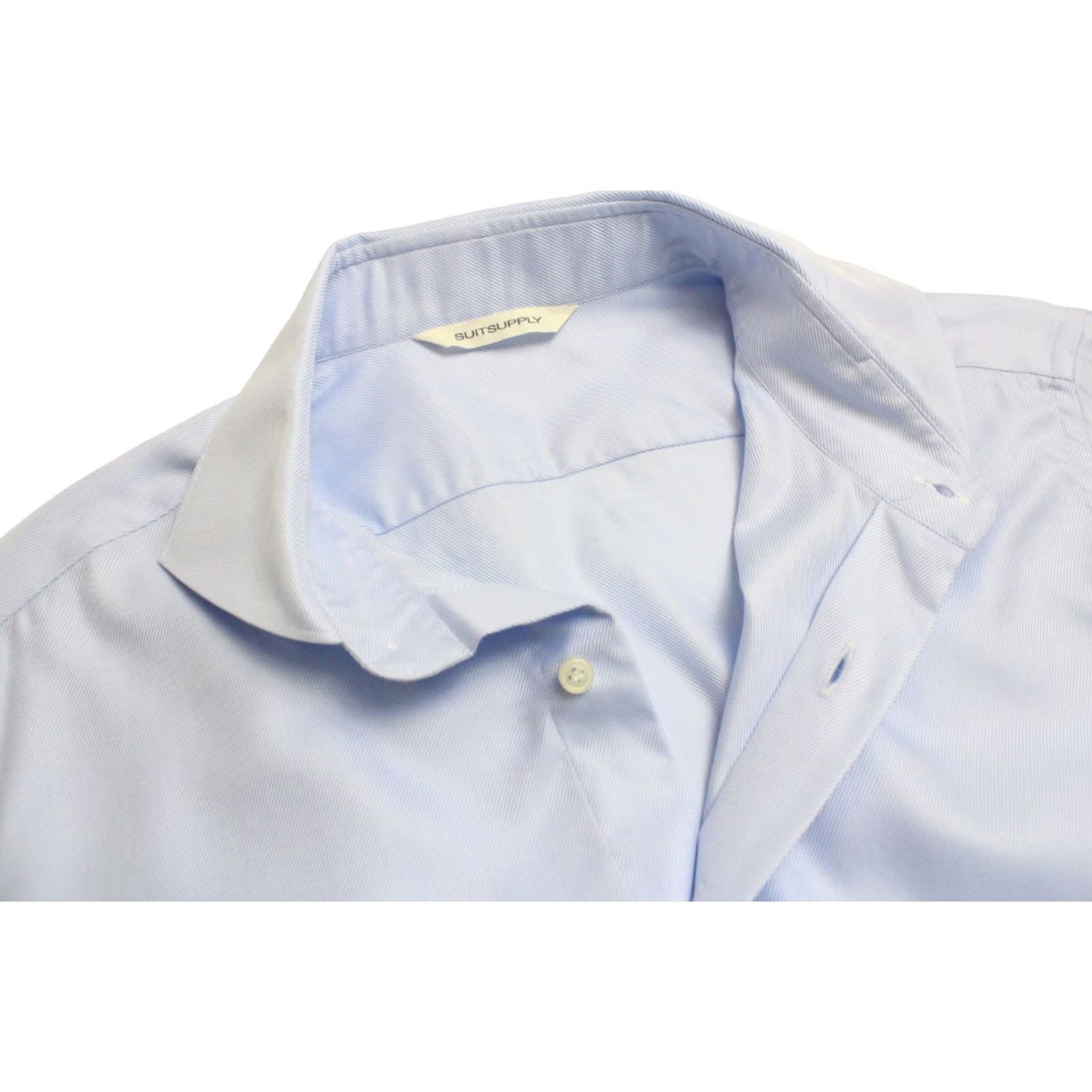 Suitsupply Suitsupply Extra Slim Fit Formal Shirt Blue Cutaway Neck LARGE Mens Shirt Dress Shirt Shirt, Blue, Formal, Business, Long Sleeve, Cotton, Button-Up Size 42R - 4 Thumbnail
