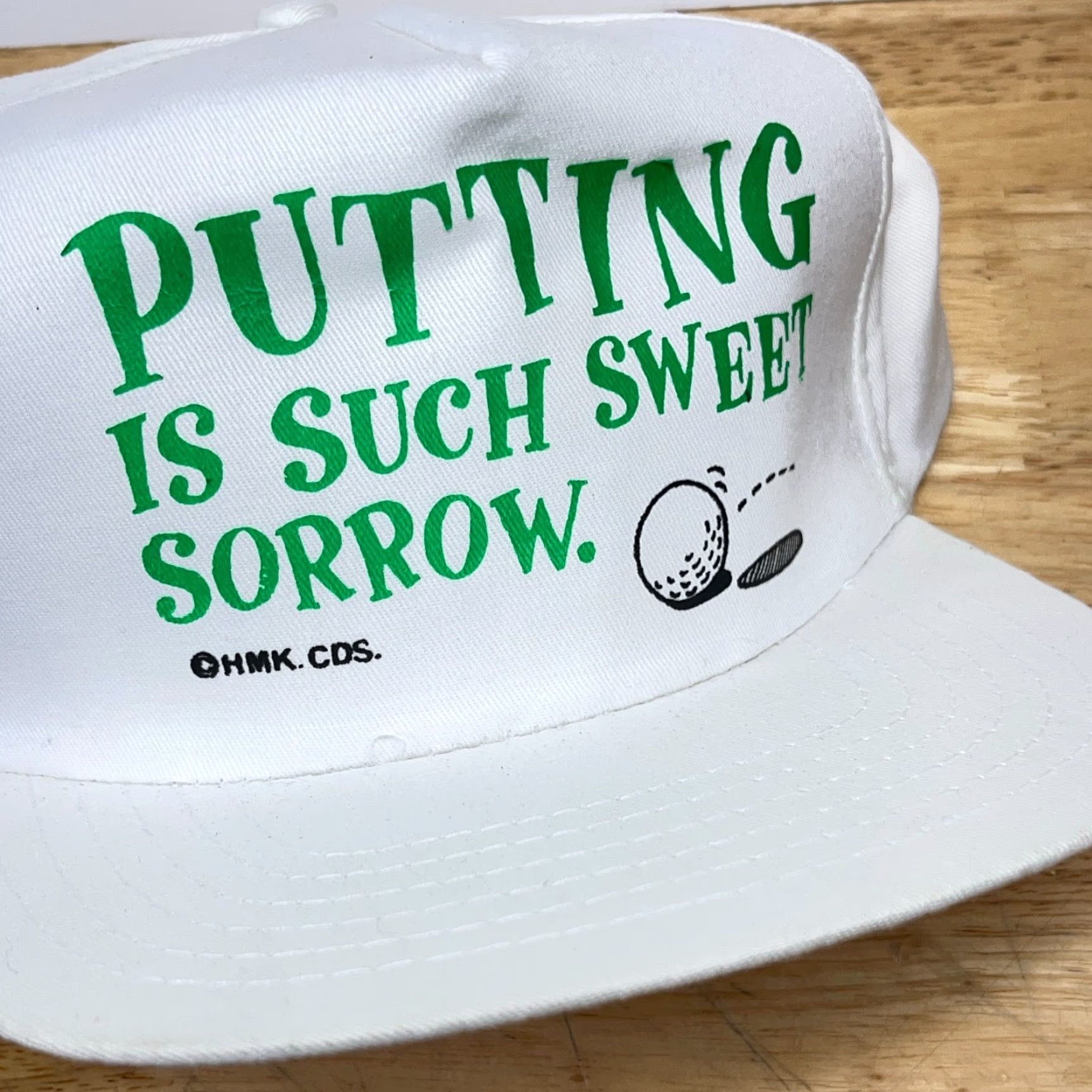 Vintage VINTAGE Golf Hat Cap Snapback WhiteGreen Funny Joke Putting 90s Adult Size ONE SIZE - 3 Thumbnail