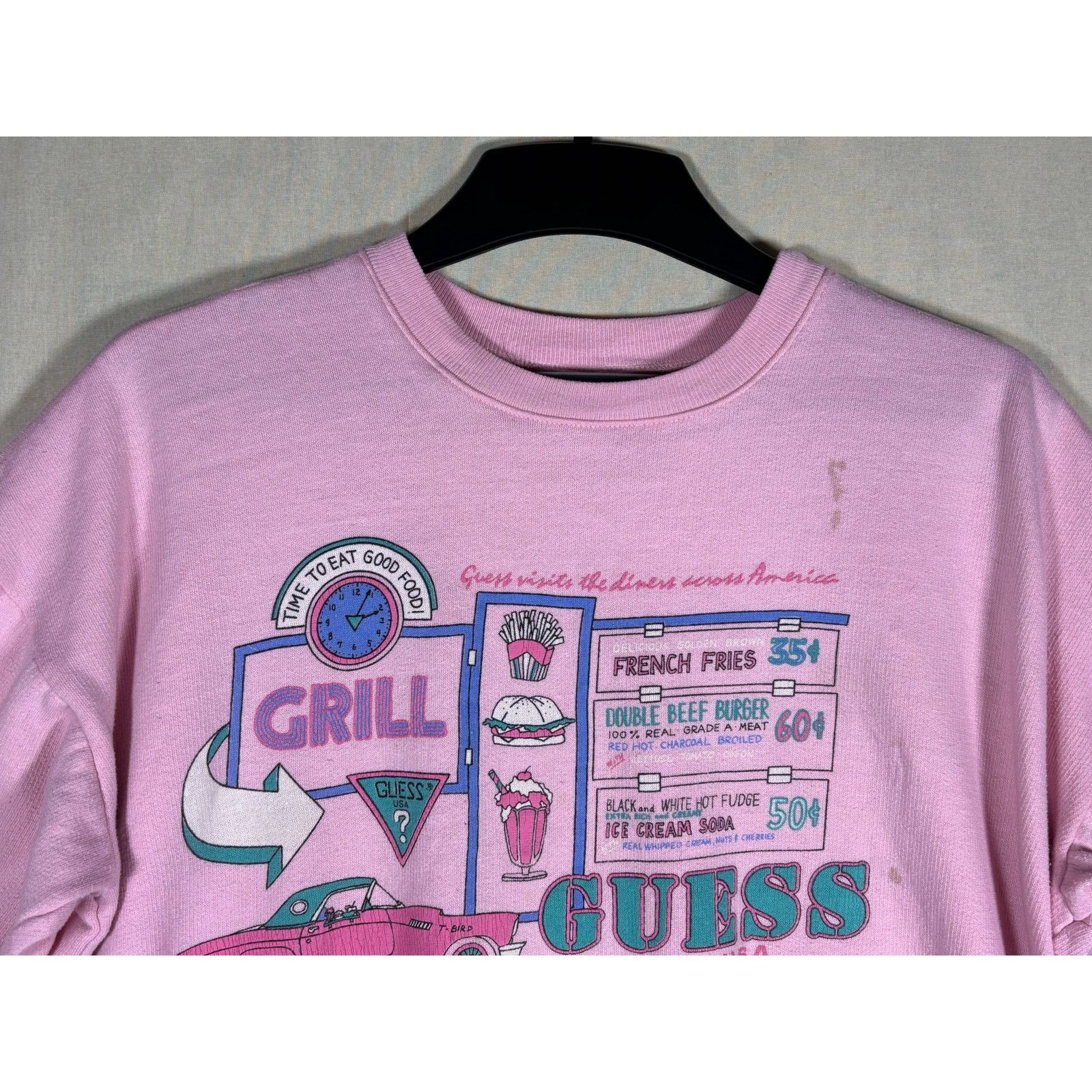Guess Vintage Guess Diner Grill Pink Crewneck Sweatshirt USA Made Size L / US 10 / IT 46 - 10 Thumbnail