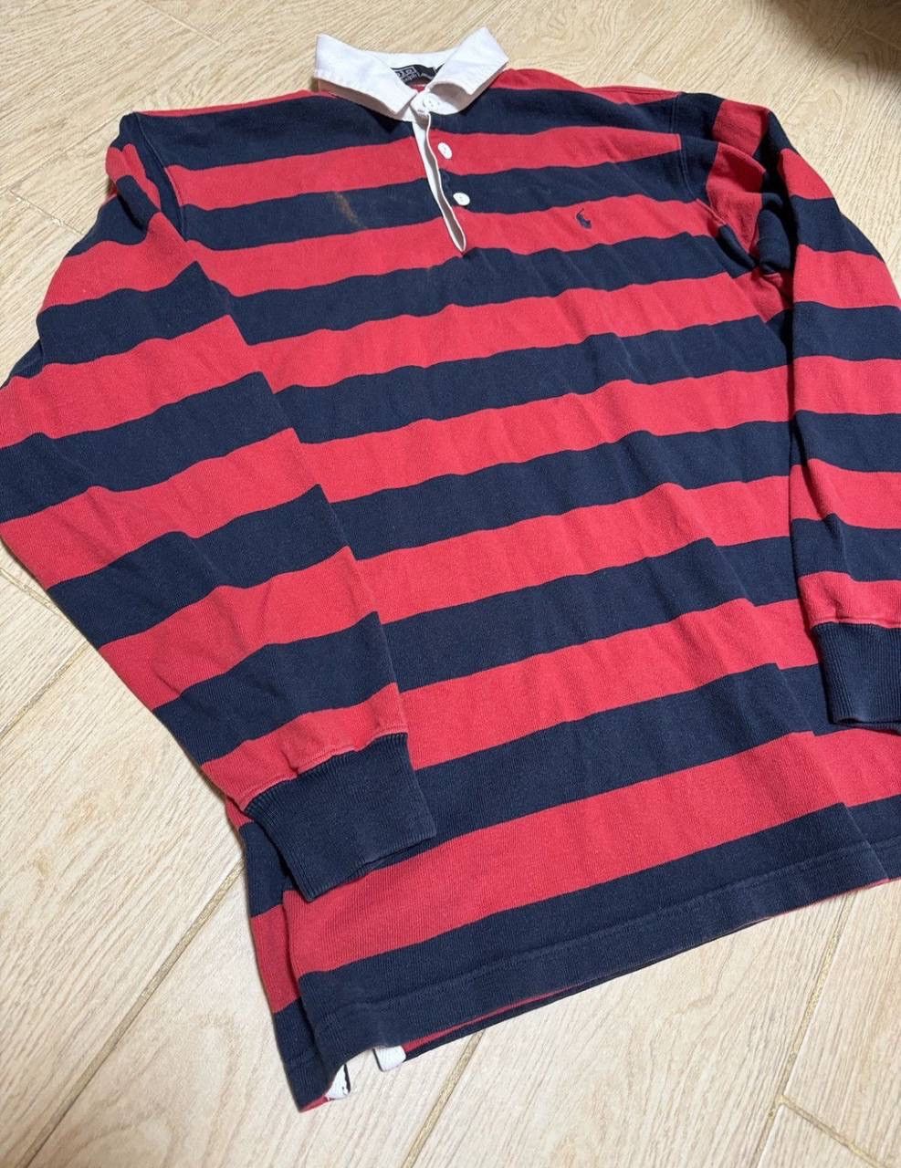 Polo Ralph Lauren × Vintage Vintage Polo Ralph Lauren Distressed Rugby Sweatshirt Size US L / EU 52-54 / 3 - 2 Thumbnail