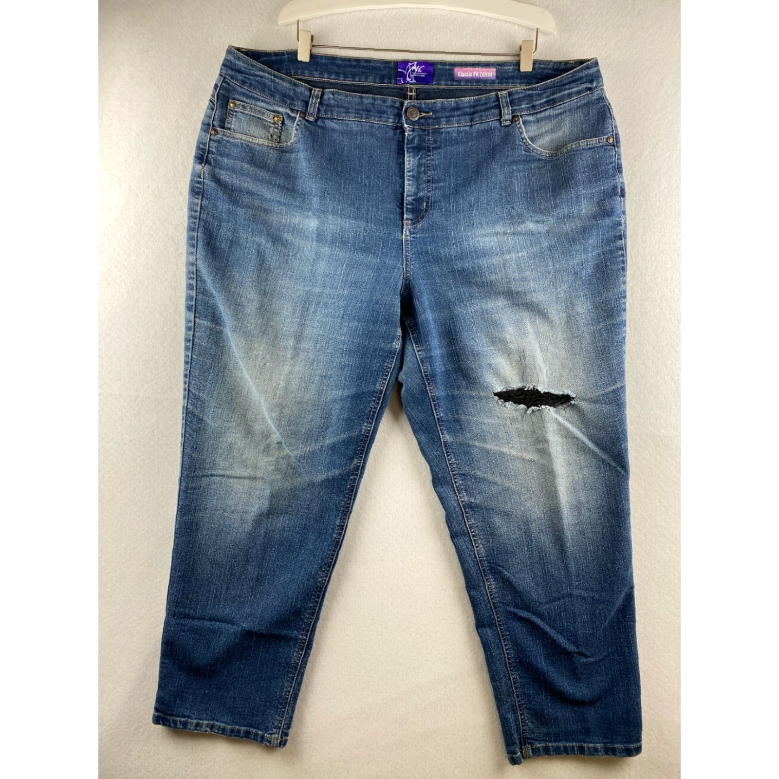Vintage JMS Just My Size Jeans Womens 22W Blue Capri Denim Short Stretch Classic Fit Shirt? Size 40" / US 18 - 2 Thumbnail