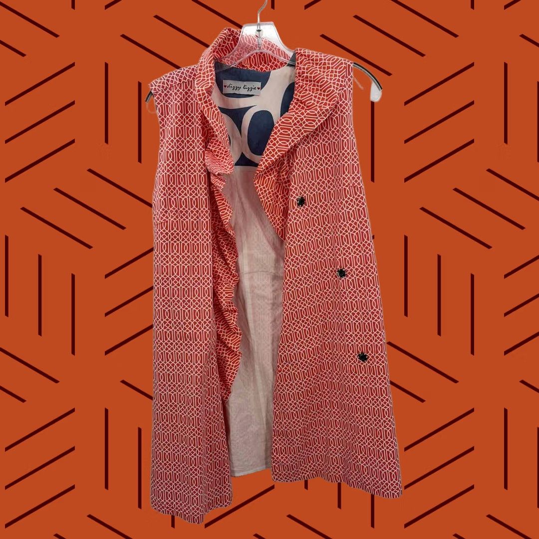 Vintage Dizzy Lizzie Orange Button Down Knee Length Sleeveless Dress Medium Size M / US 6-8 / IT 42-44 - 1 Thumbnail