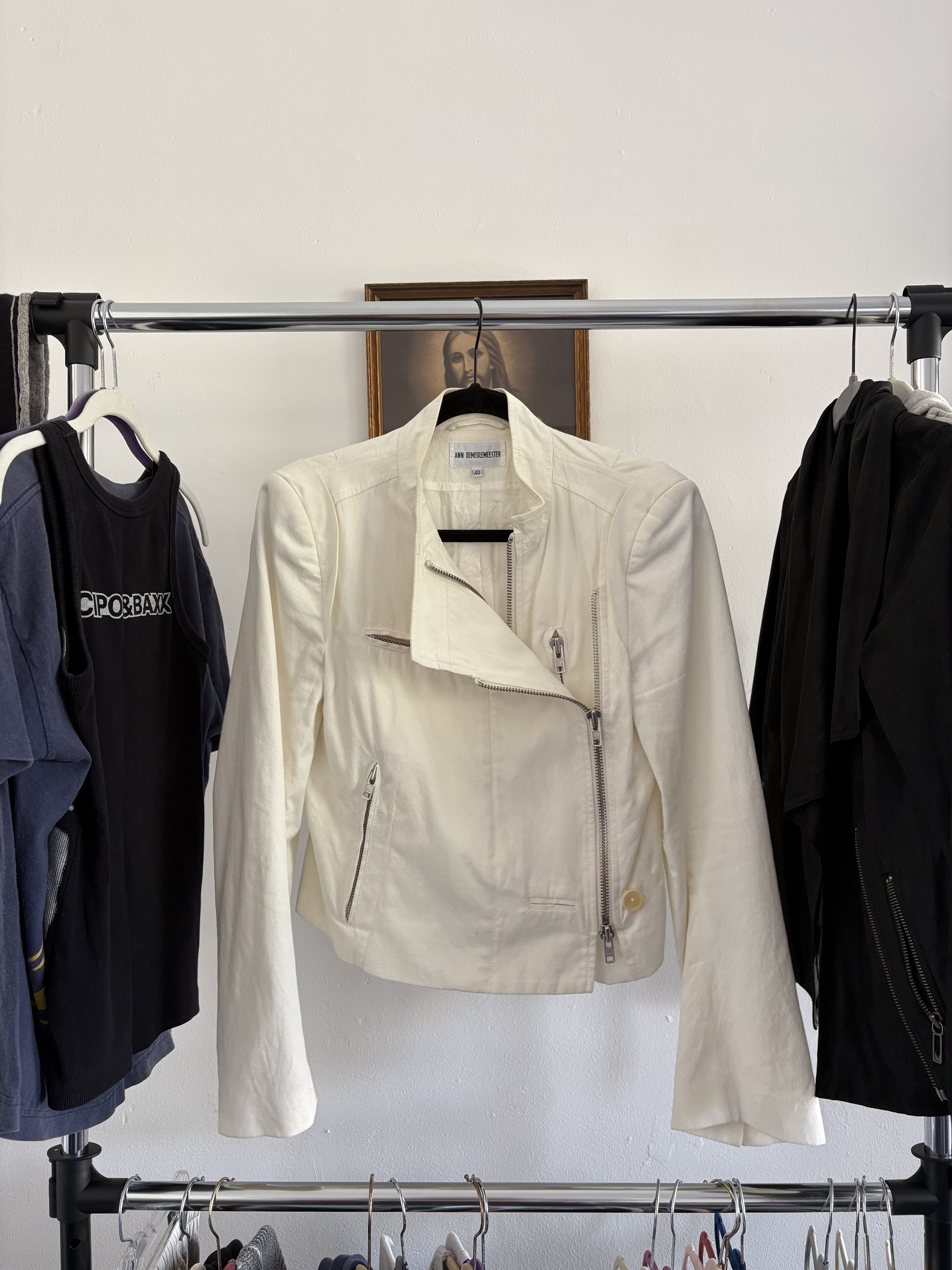 Ann Demeulemeester Twill Moto Jacket Size US S / EU 44-46 / 1 - 1 Thumbnail