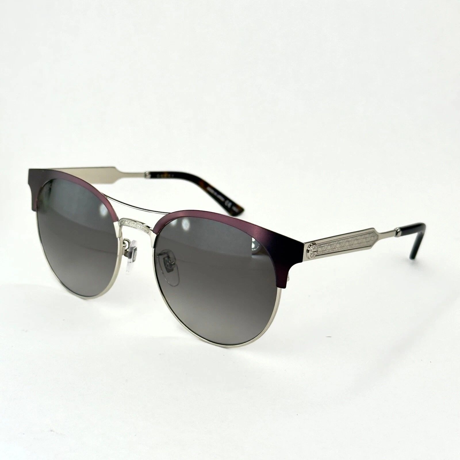 Gucci GUCCI 0075 GG0075S Silver Burgundy Metal Sunglasses 004 Size ONE SIZE - 6 Thumbnail
