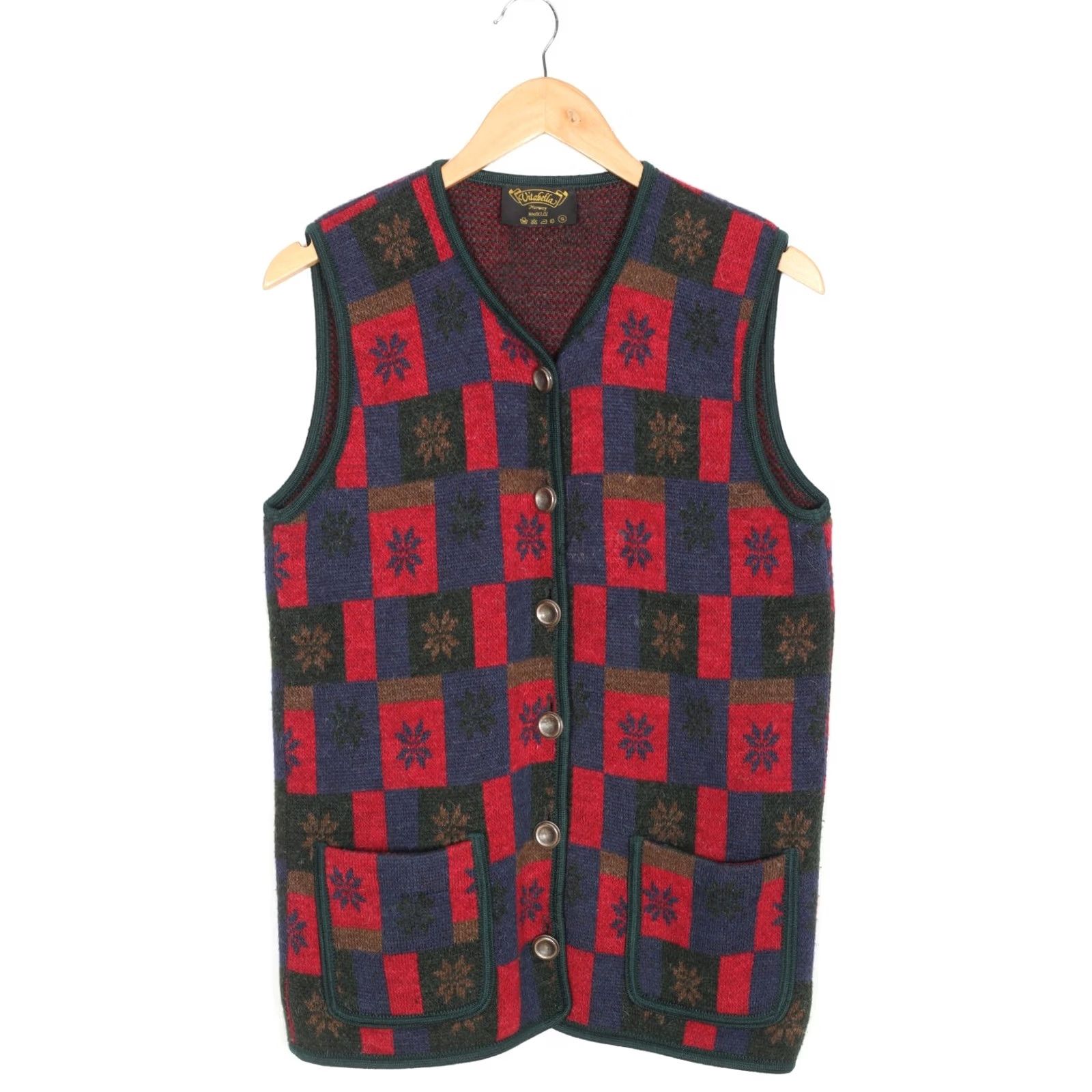 Vintage VITABELLA Norway Vintage Wool Sleeveless Vest Waistcoat Women S Multicoloured Check Knit Wool V-Neck Vest Womens) Size S / US 4 / IT 40 - 2 Thumbnail